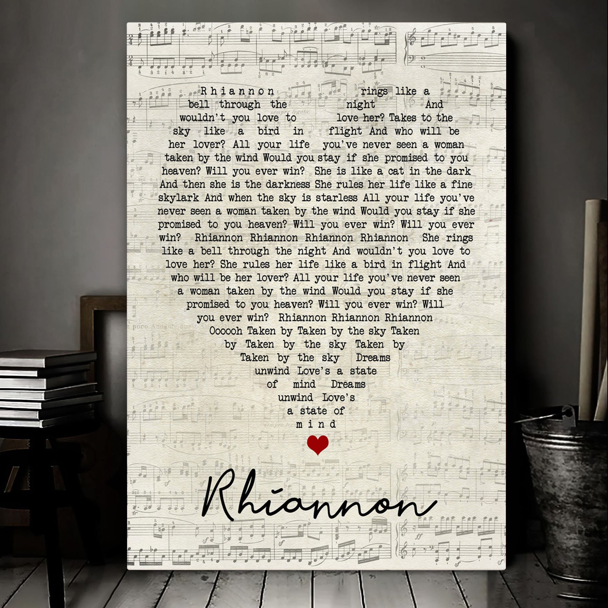 Rhiannon Fleetwood Mac Script Heart Song Lyric Art Print Canvas Print Frames