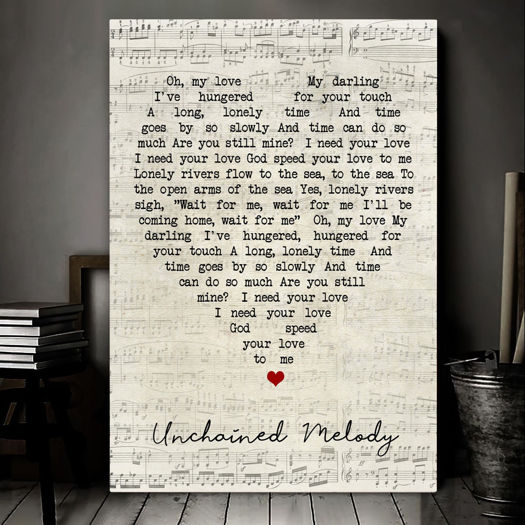 Unchained Melody The Righteous Brothers Script Heart Song Lyric Art Print Canvas Print Frames