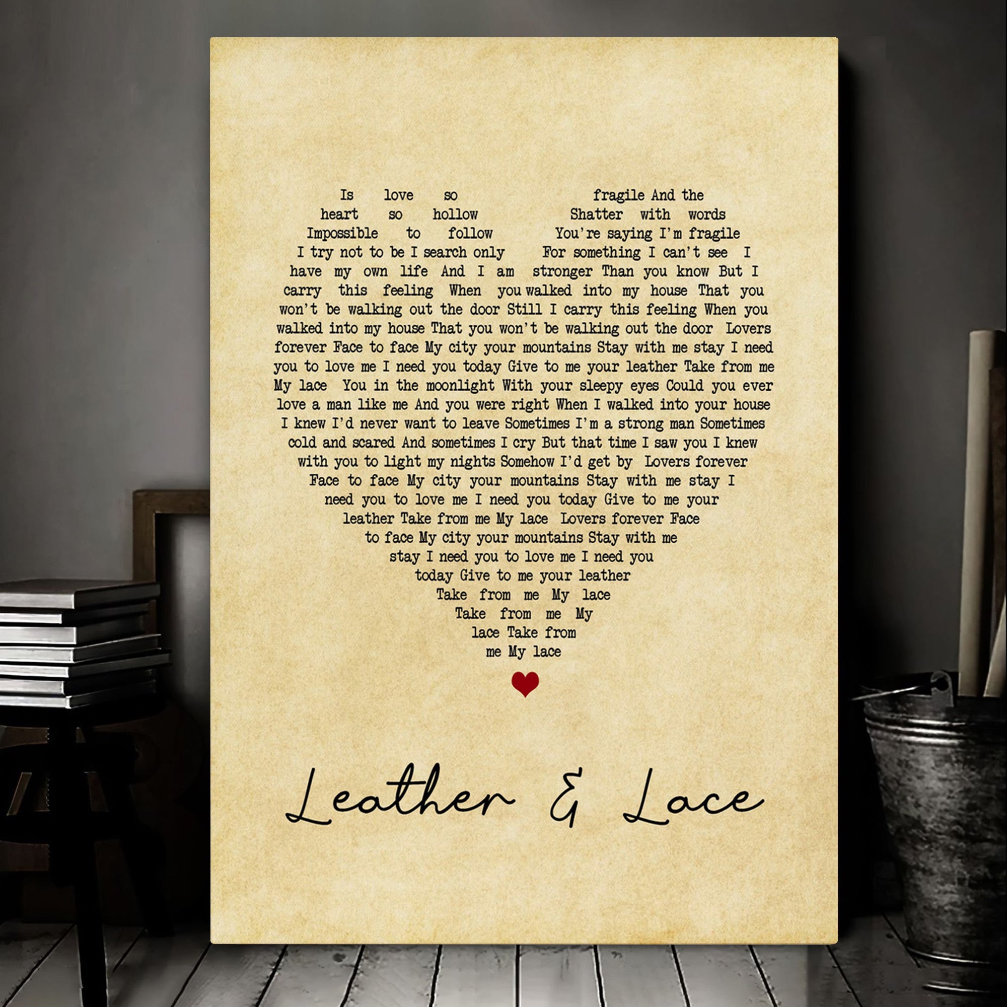 Stevie Nicks Leather And Lace Vintage Heart Song Lyric Art Print Canvas Print Frames