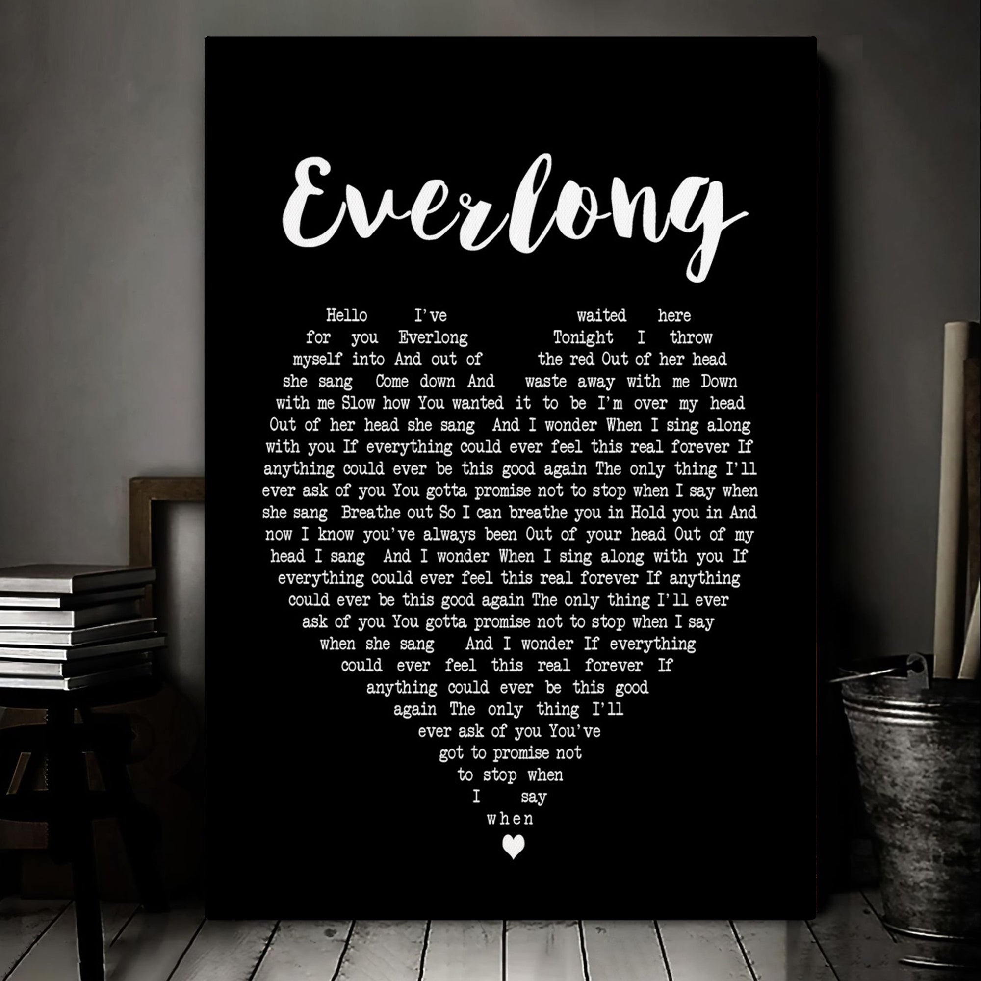 Everlong Foo Fighters Black Heart Song Lyric Music Art Print Canvas Print Frames