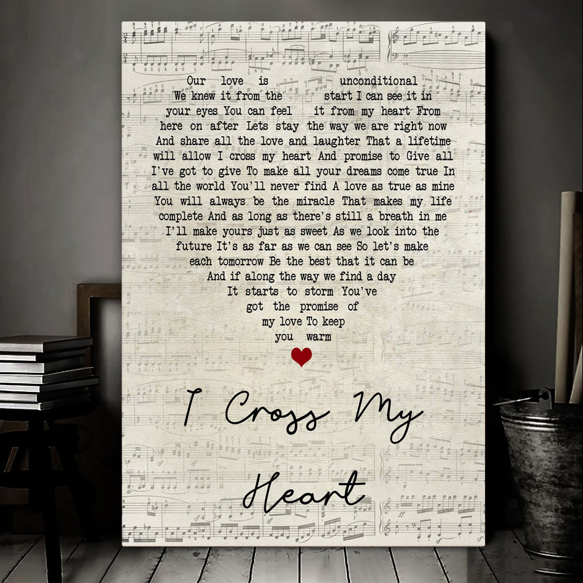 George Strait I Cross My Heart Script Heart Song Lyric Art Print Canvas Print Framesin