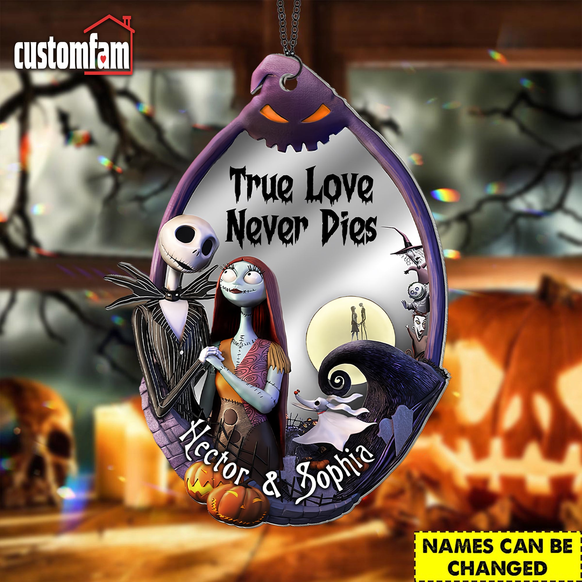 True Love Never Dies Personalized Halloween Suncatcher, Nightmare Before Christmas