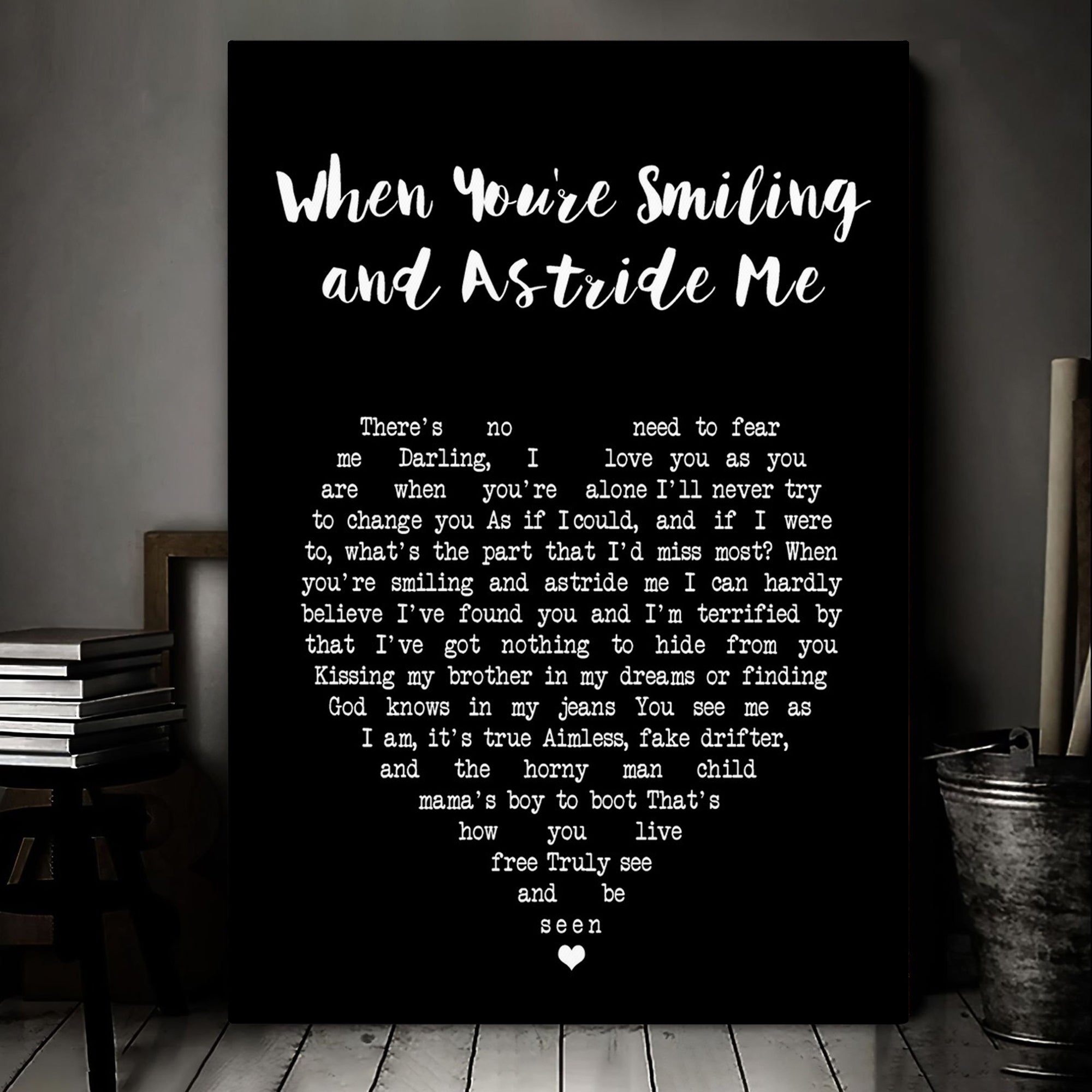 John McCormack When Irish Eyes Are Smiling Black Heart Decorative Gift Song Lyric Art Print Canvas Print Frames