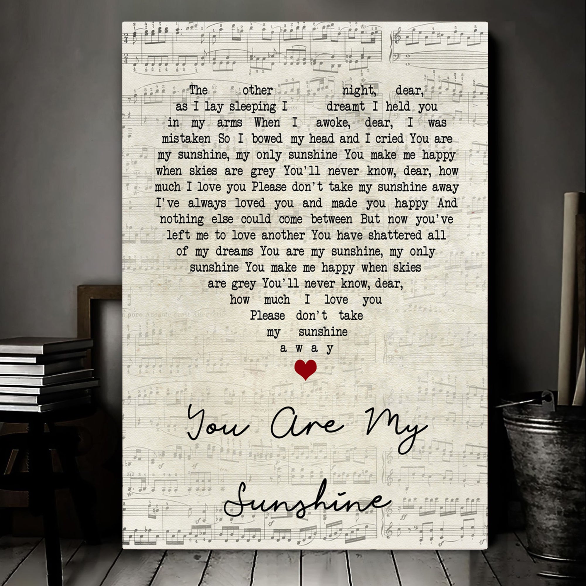 Johnny Cash You Are My Sunshine Script Heart Song Lyric Art Print Canvas Print Frames