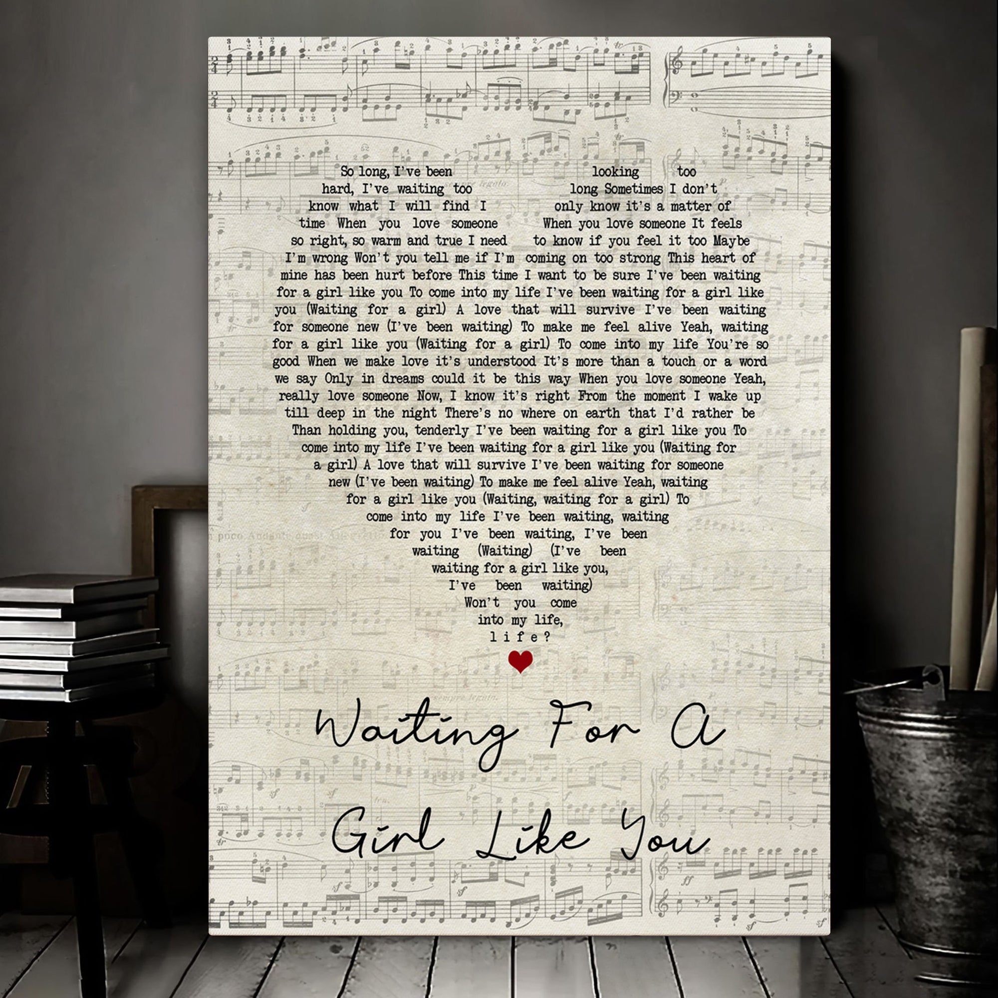 Foreigner Waiting For A Girl Like You Script Heart Song Lyric Art Print Canvas Print Frames