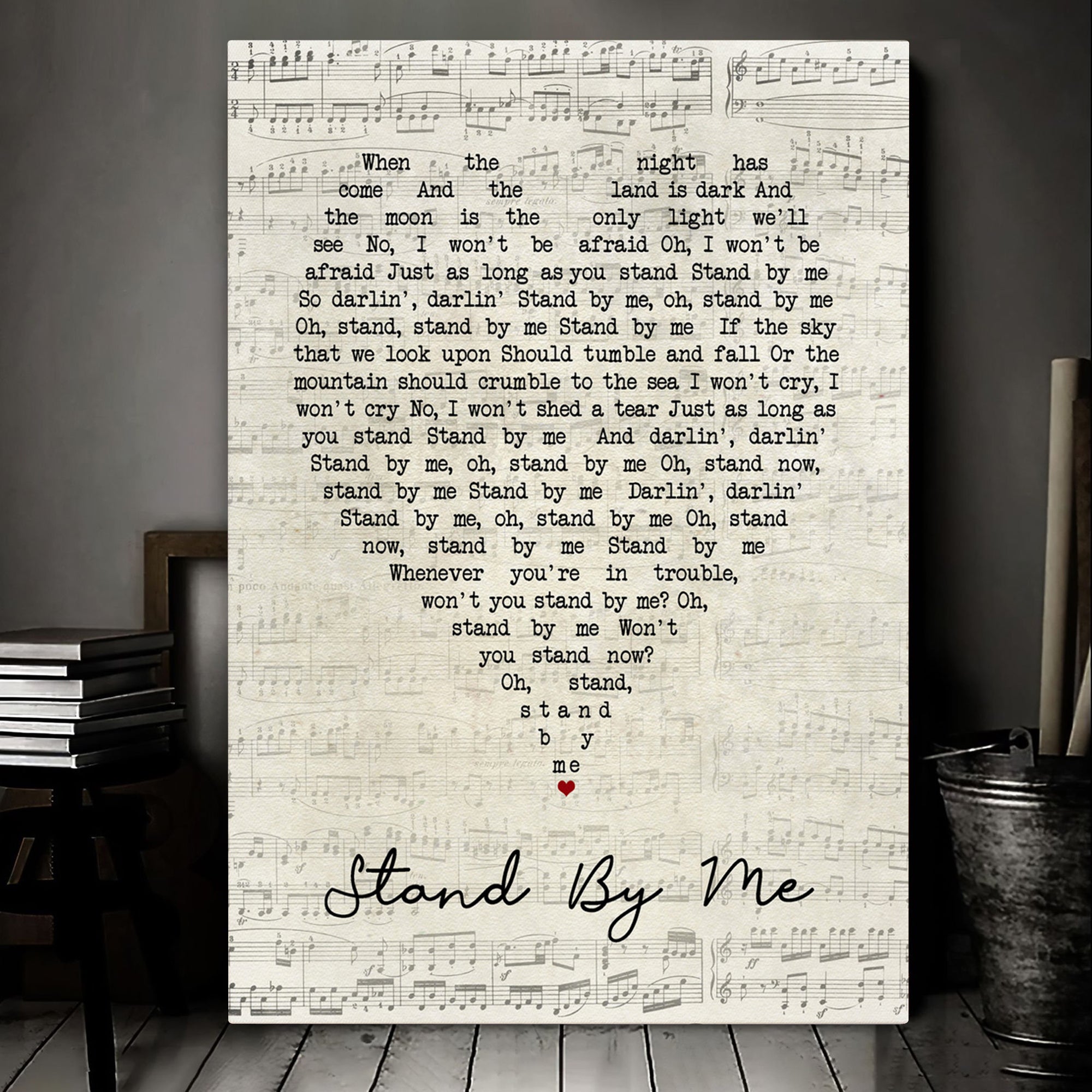 Stand By Me Ben E King Script Heart Song Lyric Art Print Canvas Print Frames