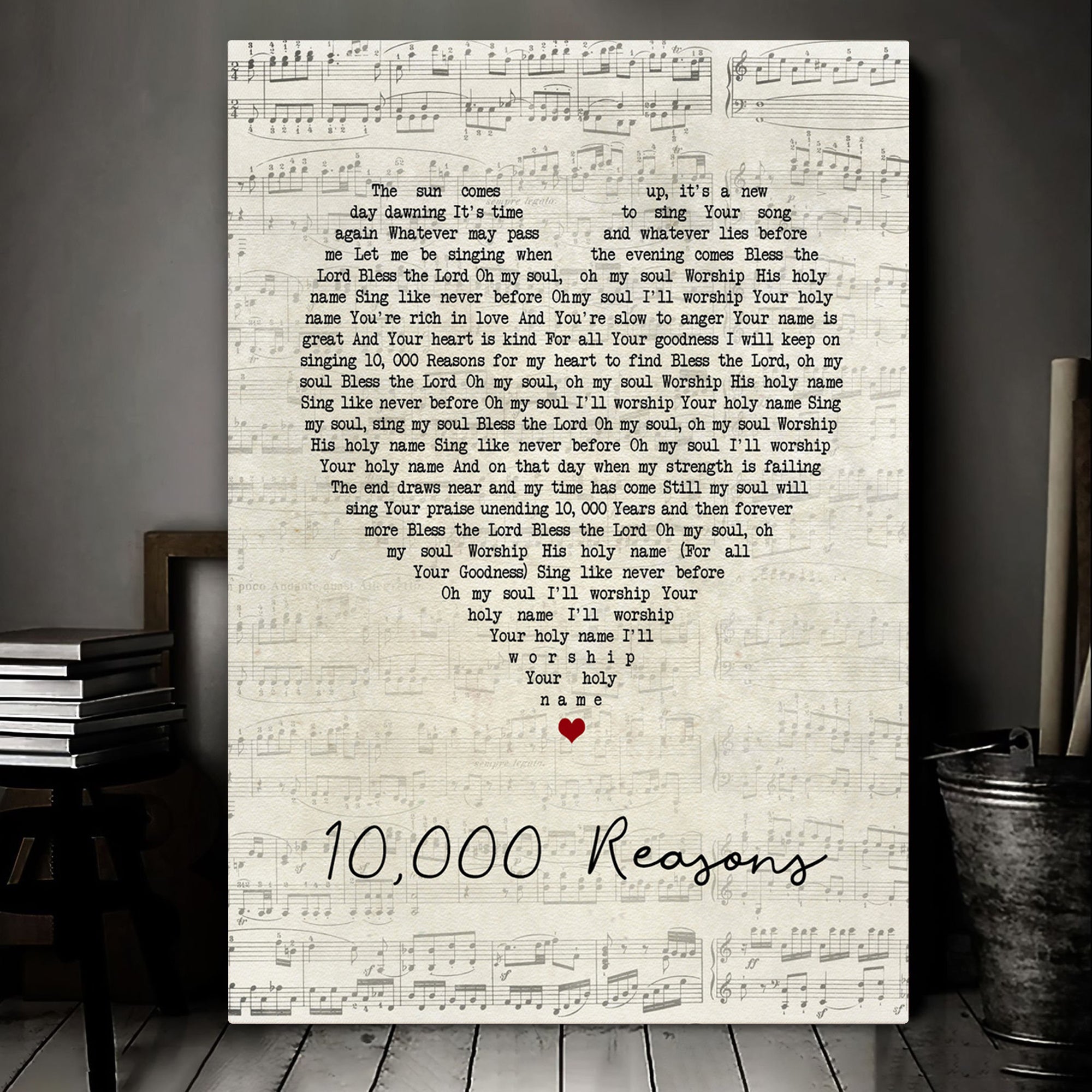 Rend Collective 10,000 Reasons Script Heart Song Lyric Art Print Canvas Print Frames