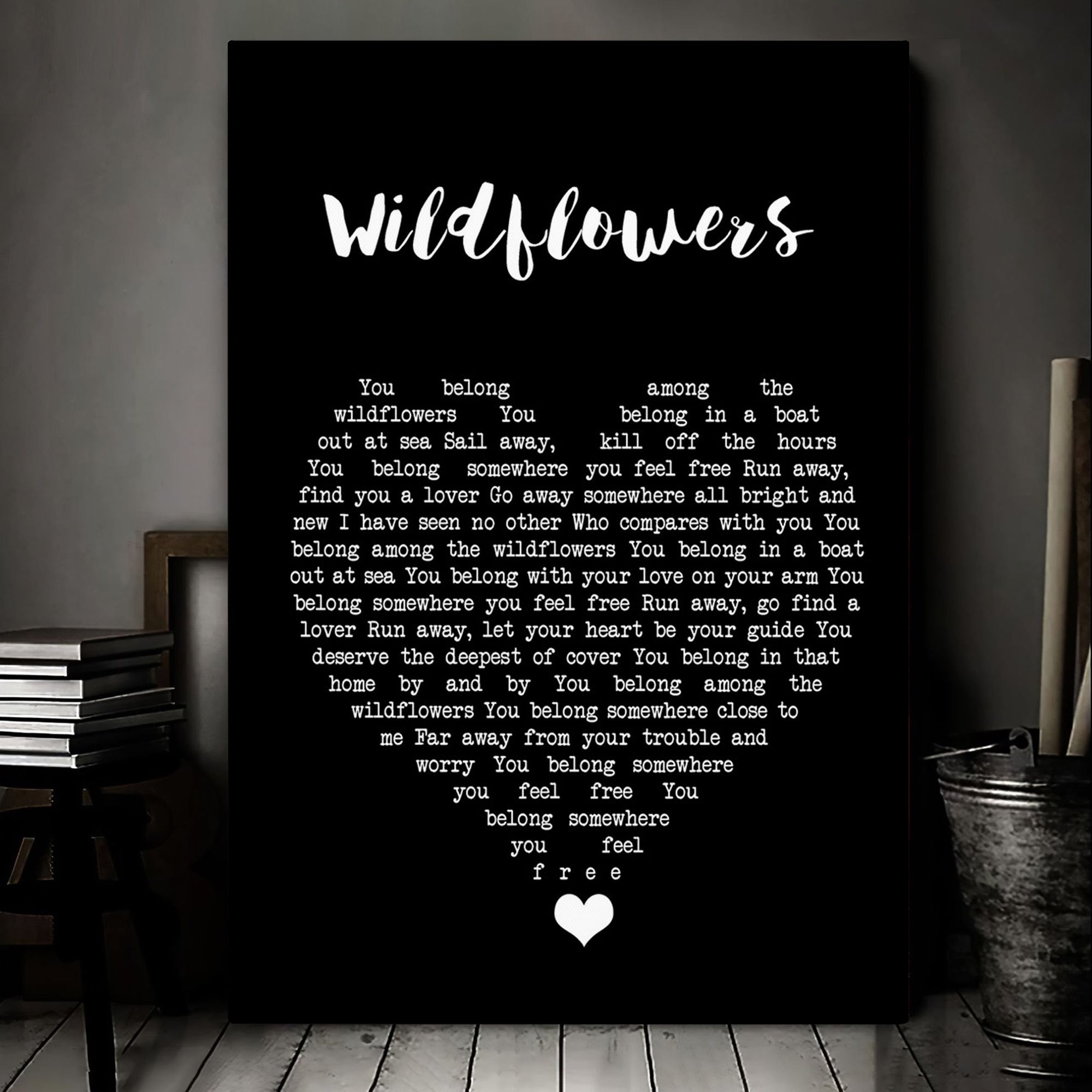 Tom Petty Wildflowers Black Heart Song Lyric Art Music Print Canvas Print Frames