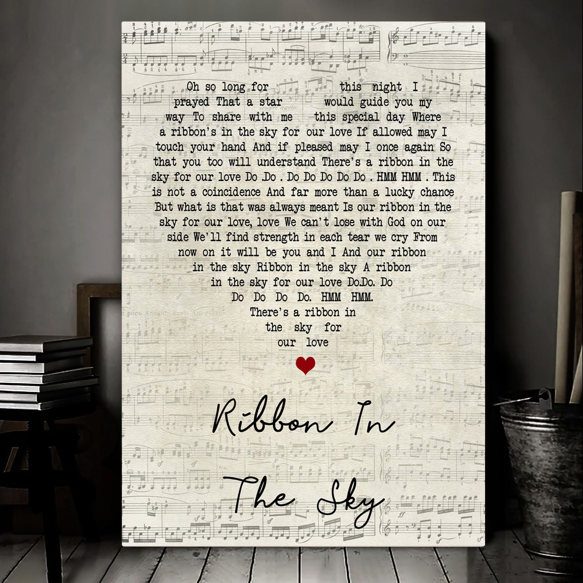 Stevie Wonder Ribbon In The Sky Script Heart Song Lyric Art Print Canvas Print Frames