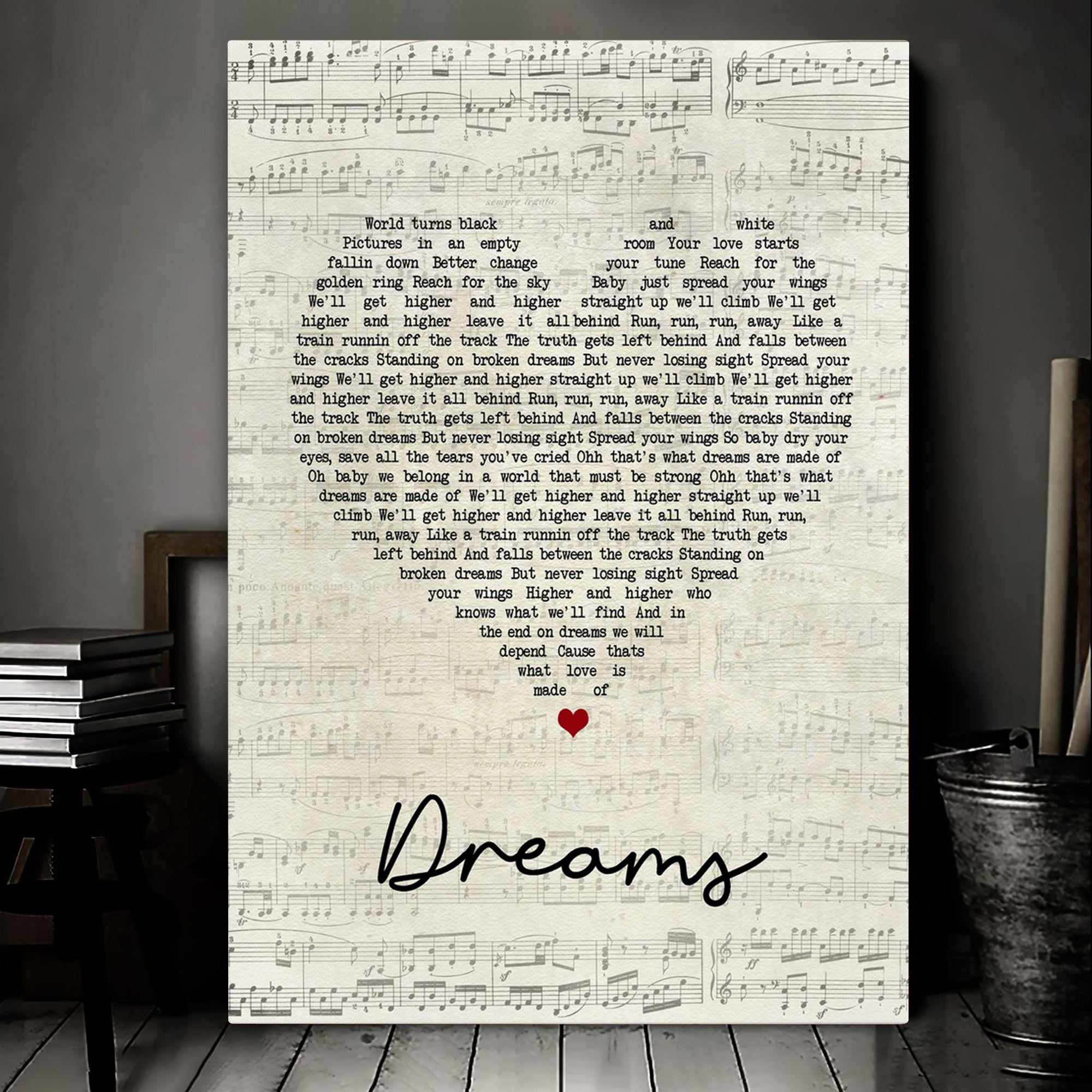 Van Halen Dreams Script Heart Song Lyric Art Print Canvas Print Frames