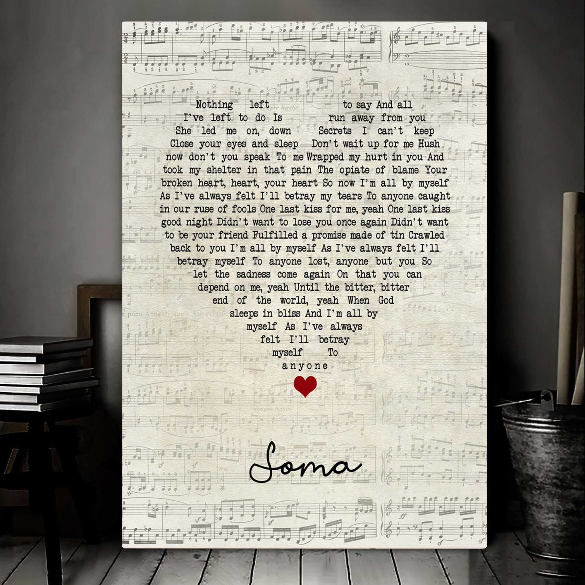 The Smashing Pumpkins Soma Script Heart Song Lyric Art Print Canvas Print Frames