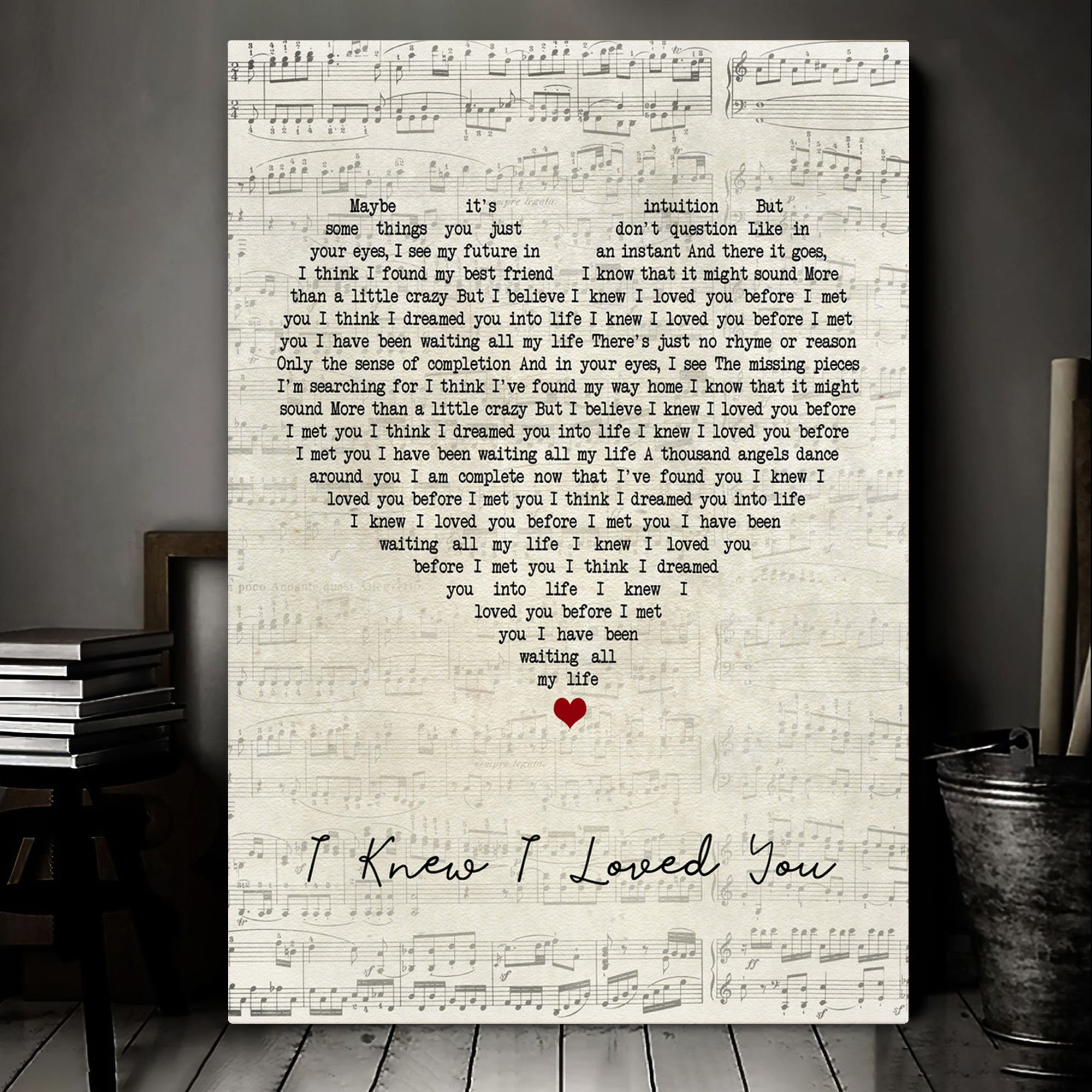 Savage Garden I Knew I Loved You Script Heart Song Lyric Art Print Canvas Print Frames