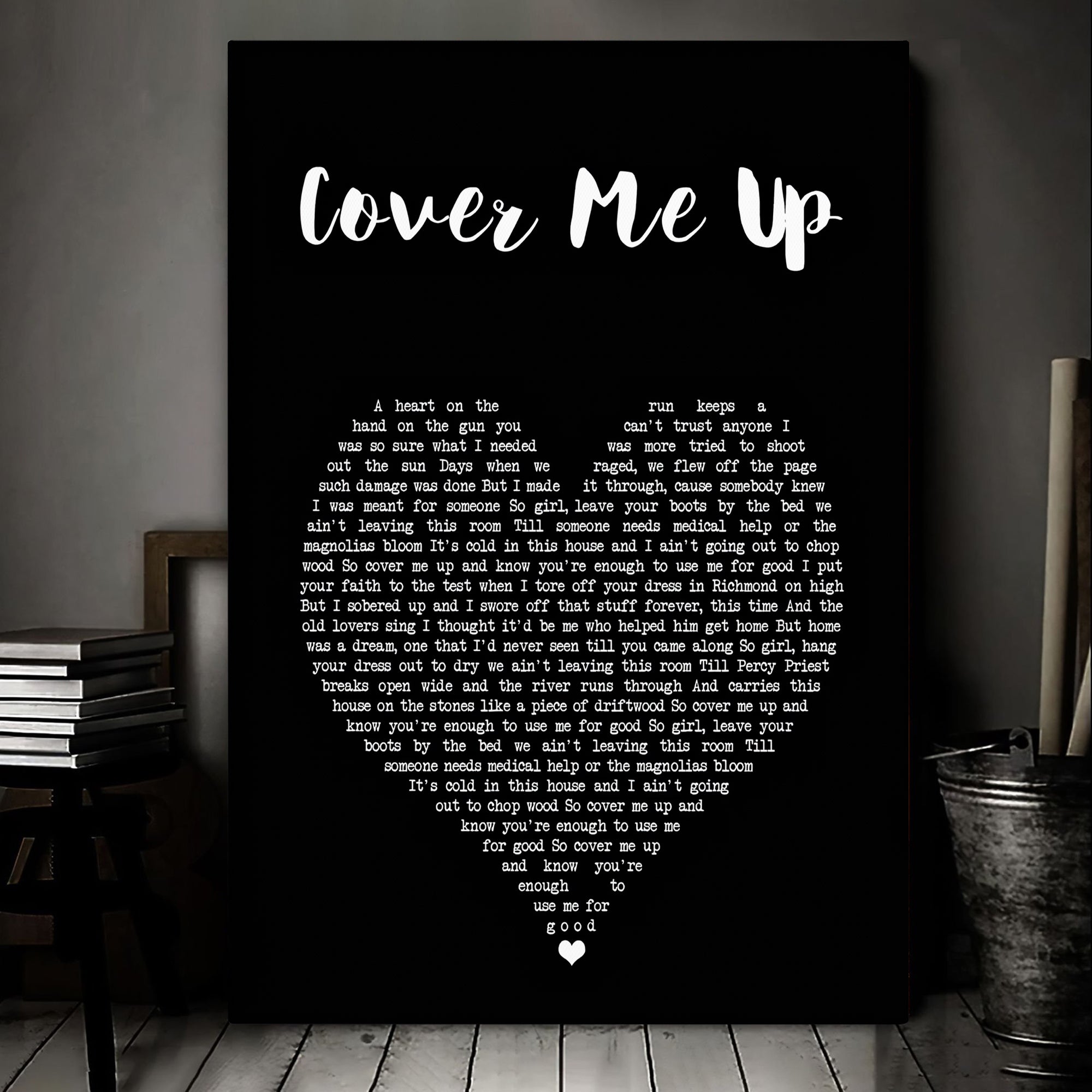 Morgan Wallen Cover Me Up Black Heart Song Lyric Art Print Canvas Print Frames