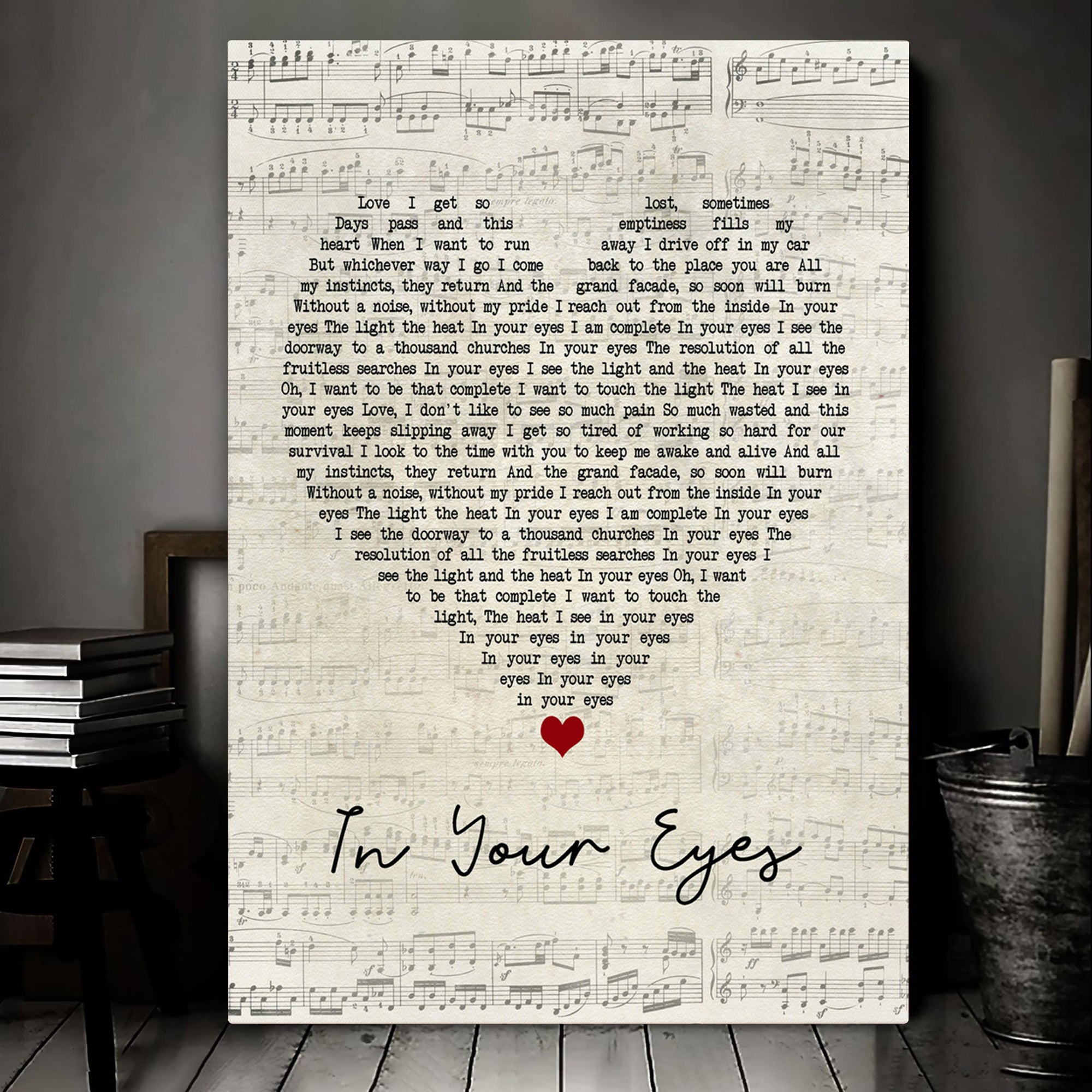 Peter Gabriel In Your Eyes Script Heart Song Lyric Music Art Print Canvas Print Frames