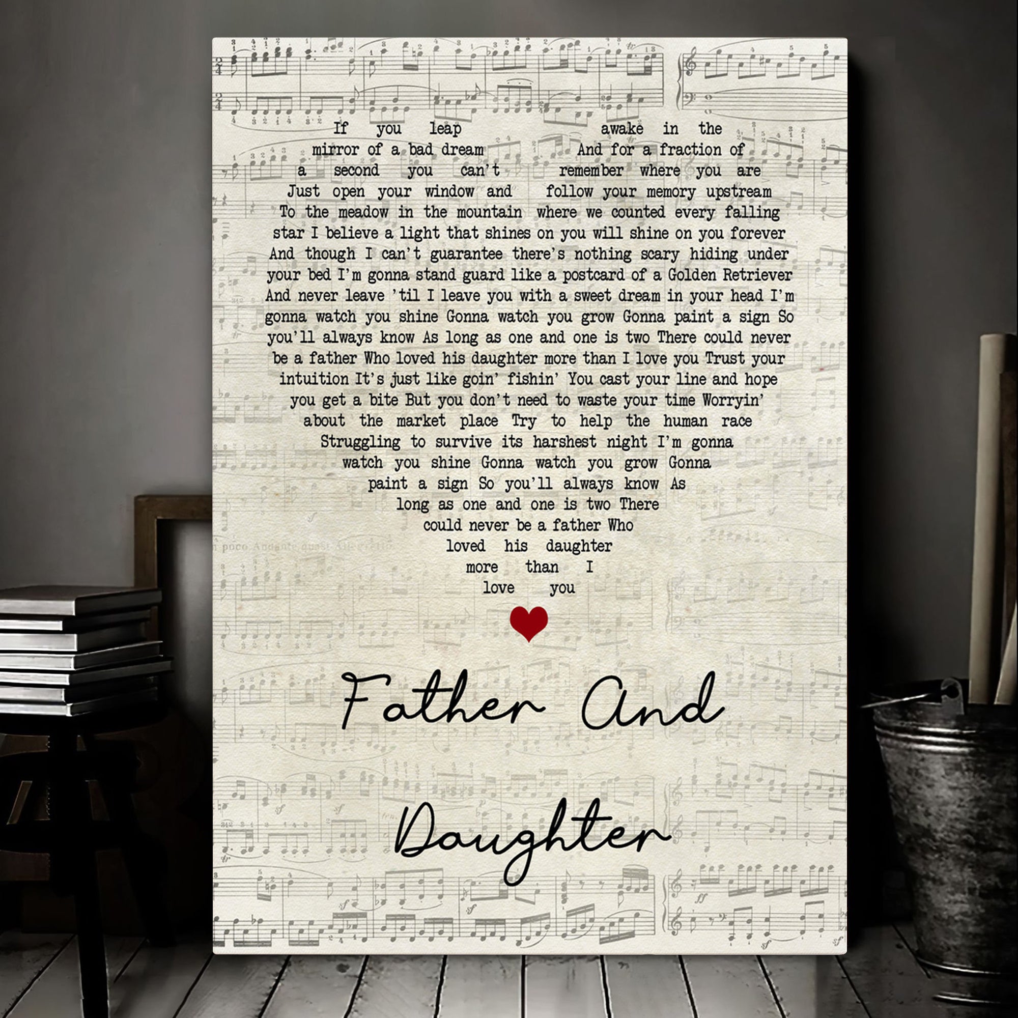 Paul Simon Father And Daughter Script Heart Song Lyric Art Print Canvas Print Frames