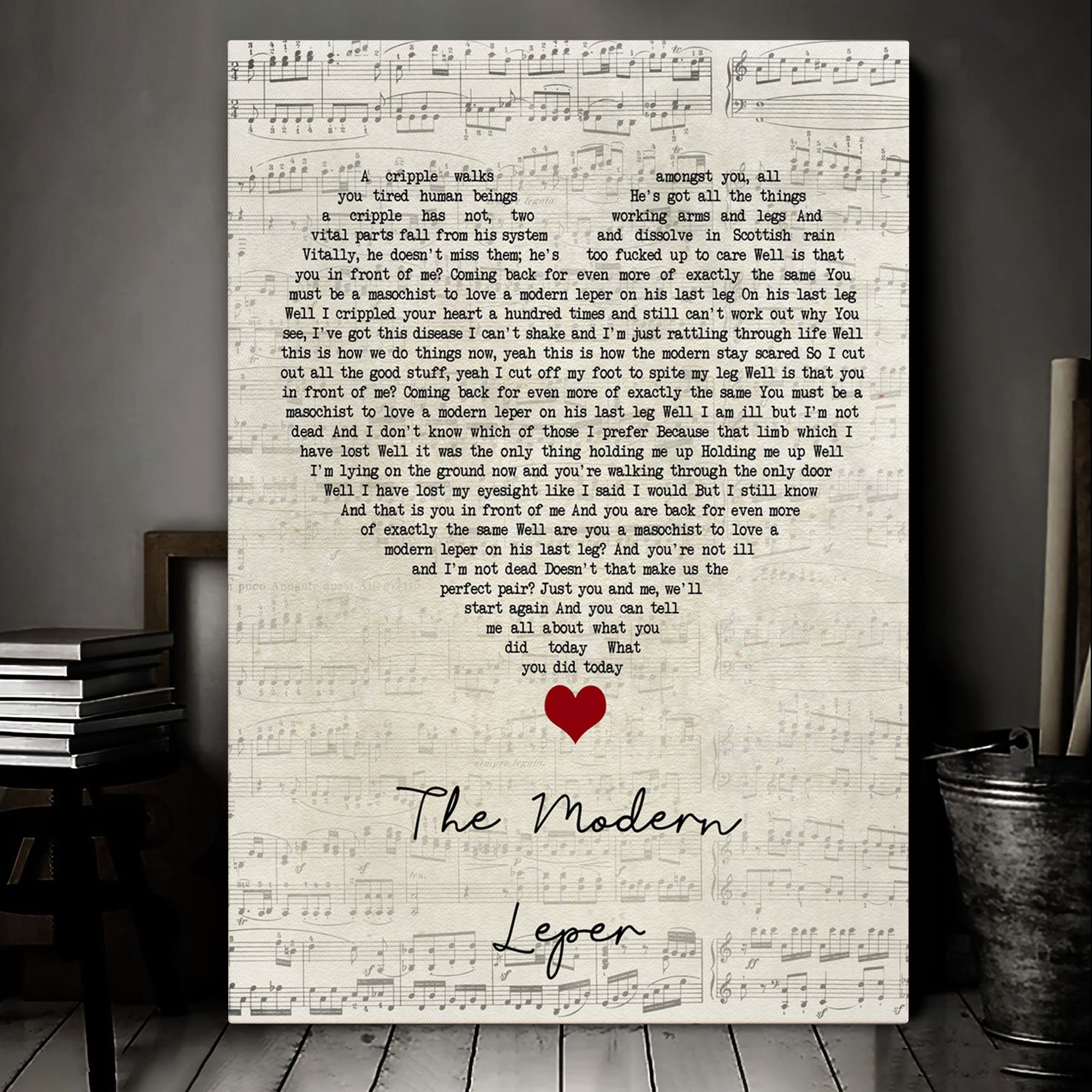 Frightened Rabbit The Modern Leper Script Heart Song Lyric Quote Music Art Print Canvas Print Frames