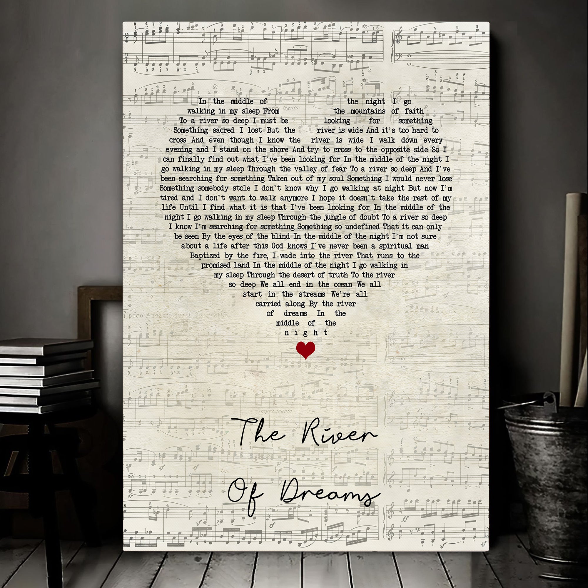 Billy Joel The River Of Dreams Script Heart Song Lyric Art Print Canvas Print Frames