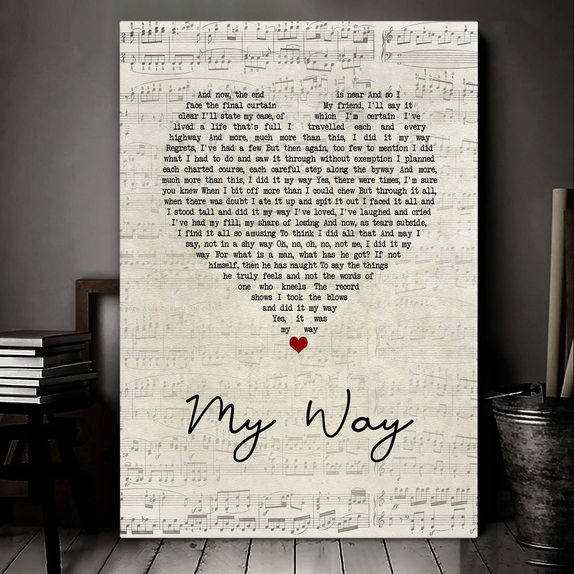 Frank Sinatra My Way Script Heart Song Lyric Art Print Canvas Print Framesin