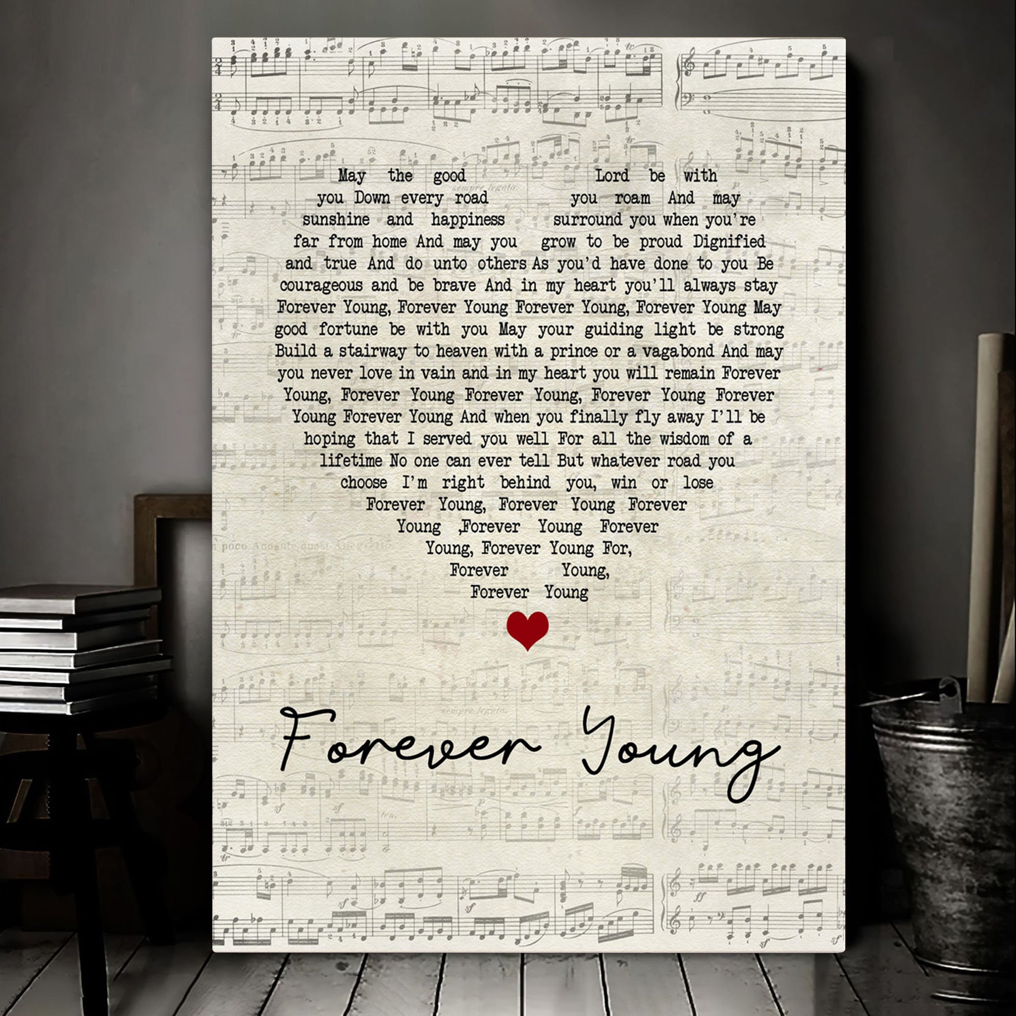 Rod Stewart Forever Young Script Heart Song Lyric Art Print Canvas Print Frames