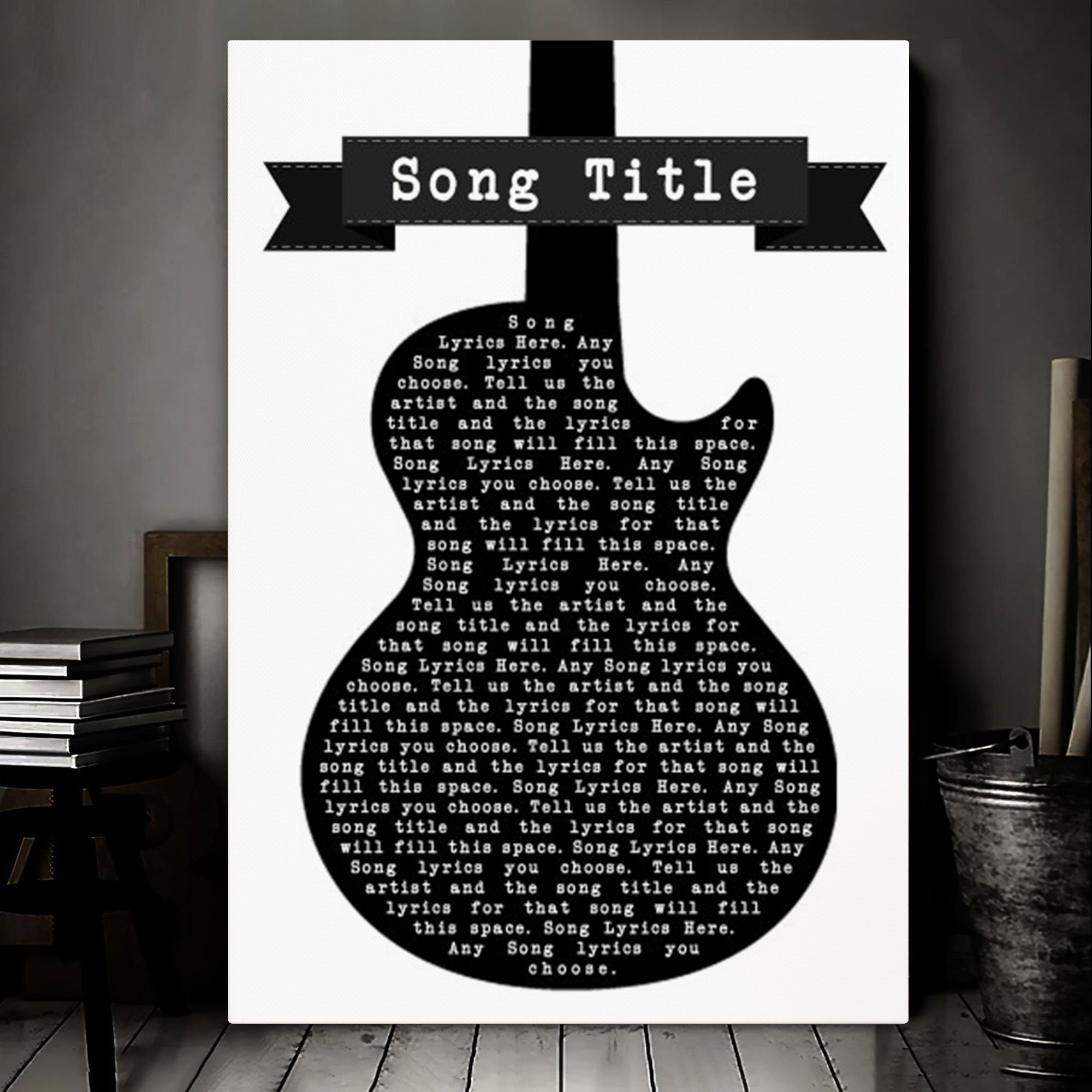 Personalized Guitar Music Wall Art With Song Lyrics, Music Wall Decor, Wedding Gifts