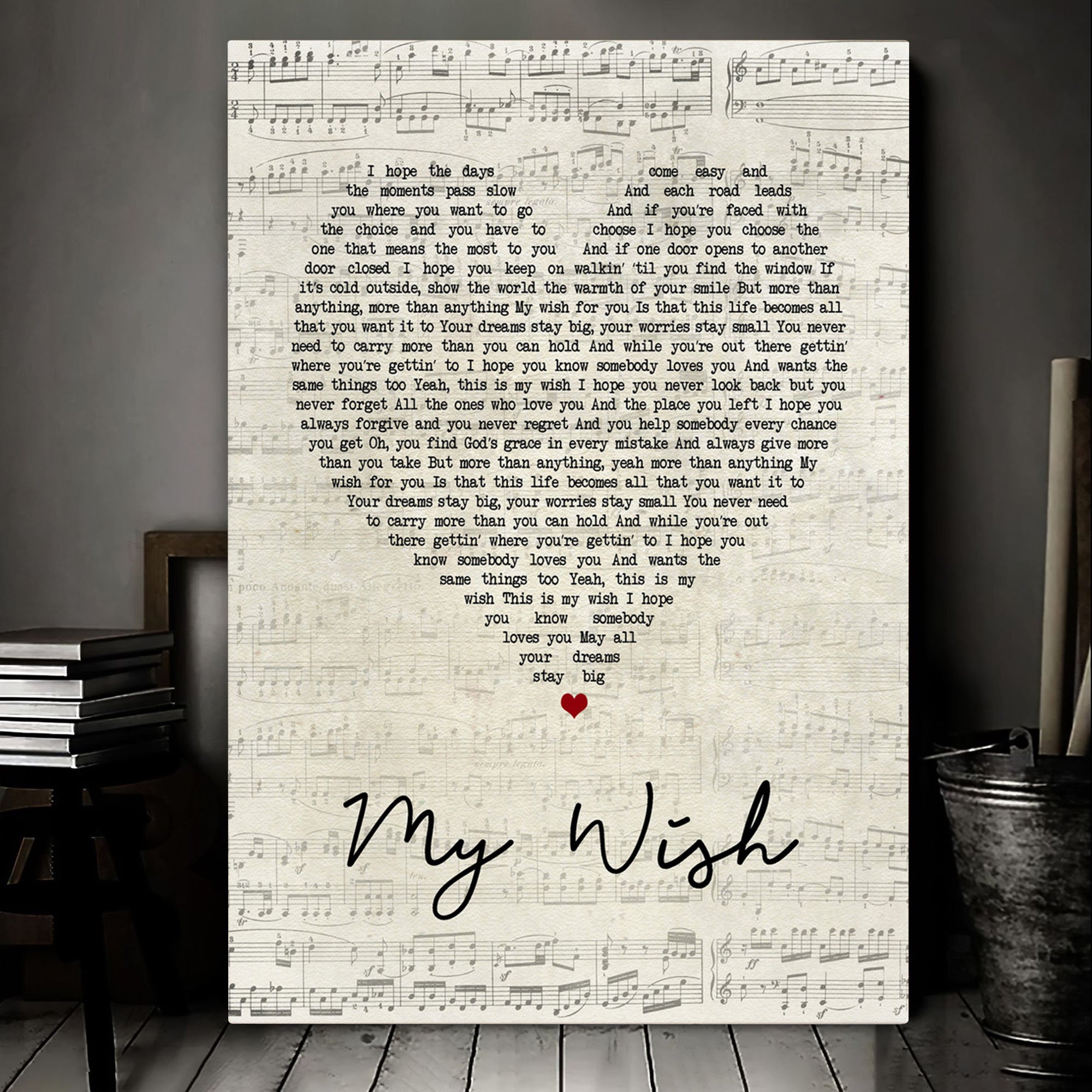 Rascal Flatts My Wish Script Heart Song Lyric Art Print Canvas Print Frames