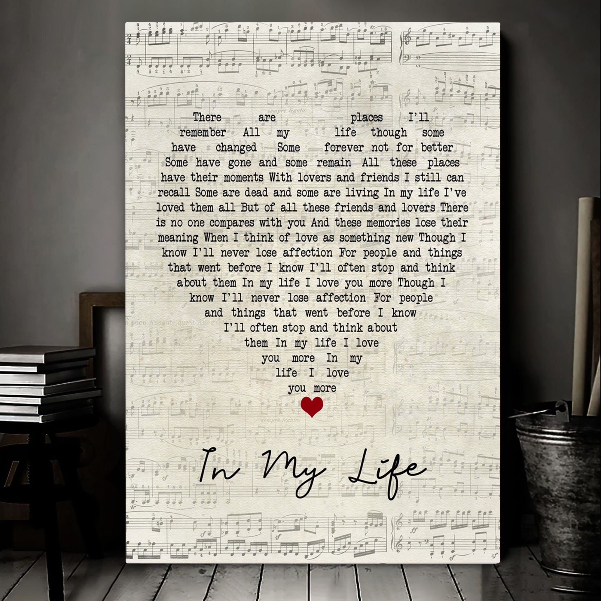 John Lennon In My Life Script Heart Song Lyric Music Art Print Canvas Print Framesin