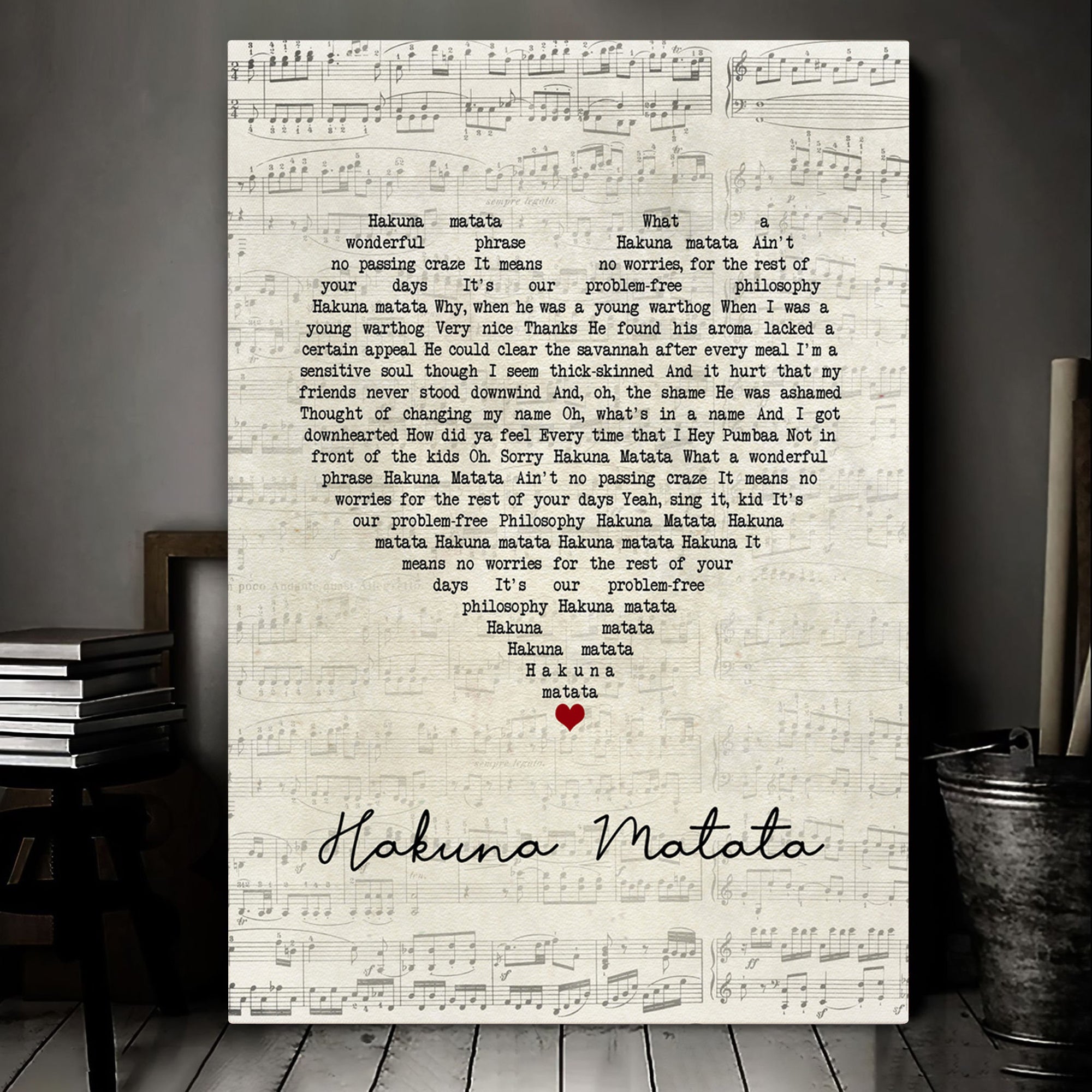 The Lion King Hakuna Matata Script Heart Song Lyric Art Print Canvas Print Frames