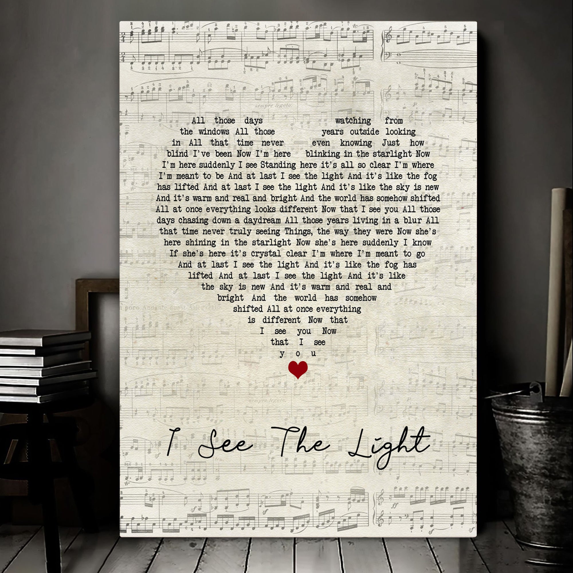 TANGLED I See The Light Script Heart Song Lyric Quote Music Art Print Canvas Print Frames