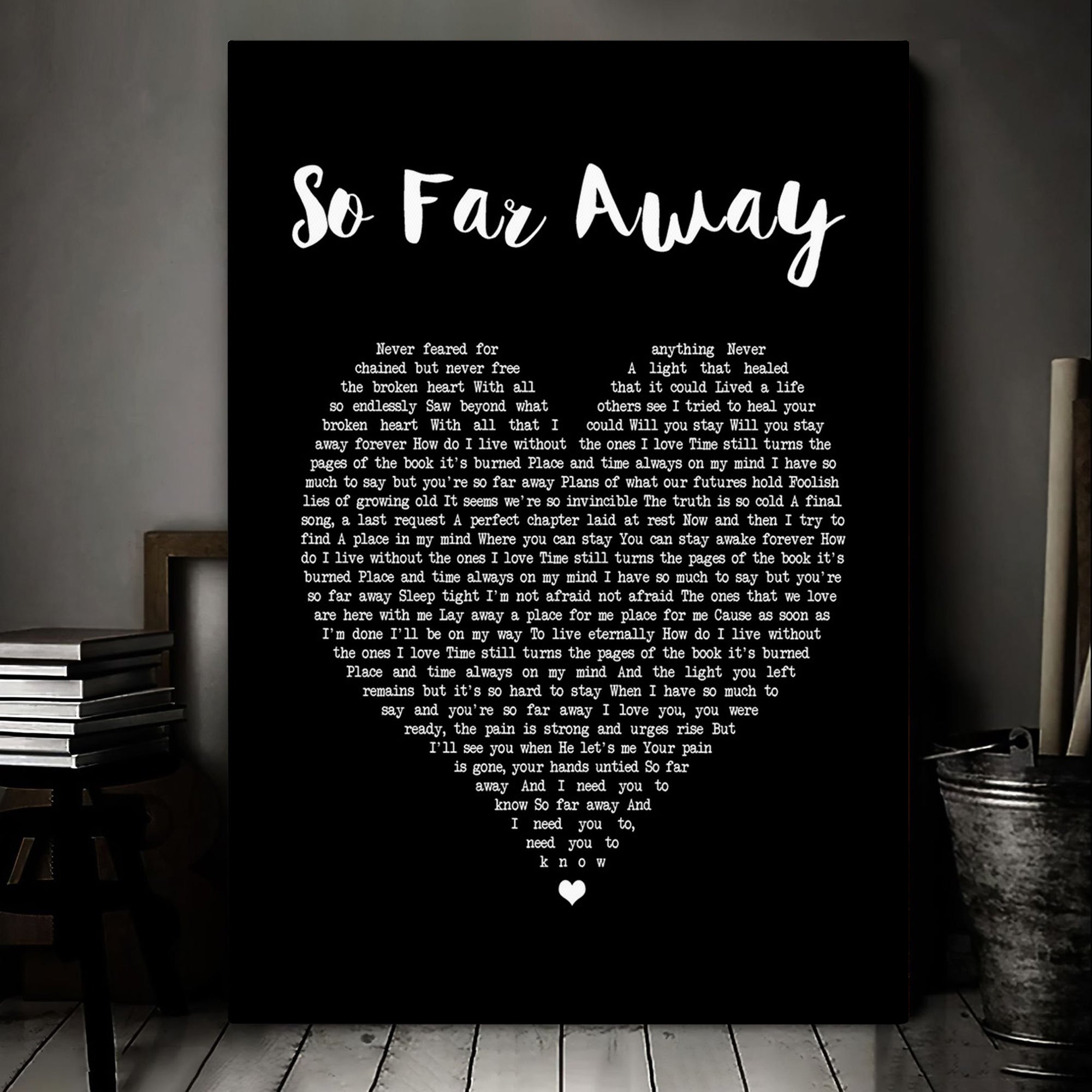 Avenged Sevenfold So Far Away Black Heart Song Lyric Art Print Canvas Print Frames