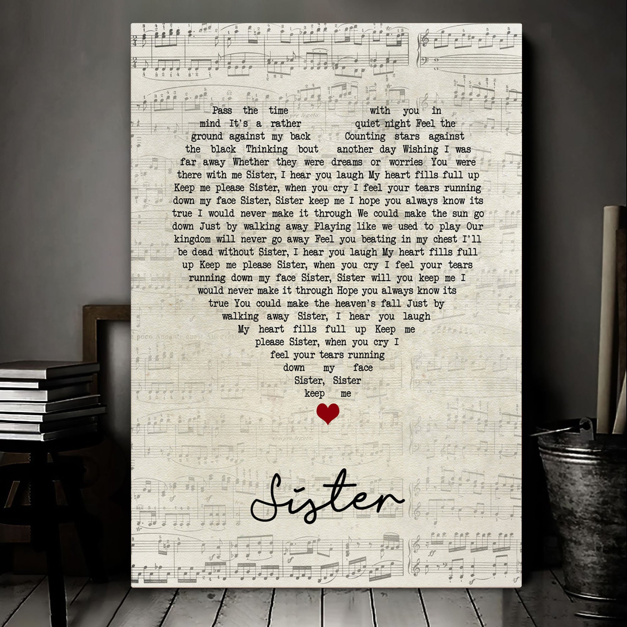 Dave Matthews Sister Script Heart Song Lyric Art Print Canvas Print Frames