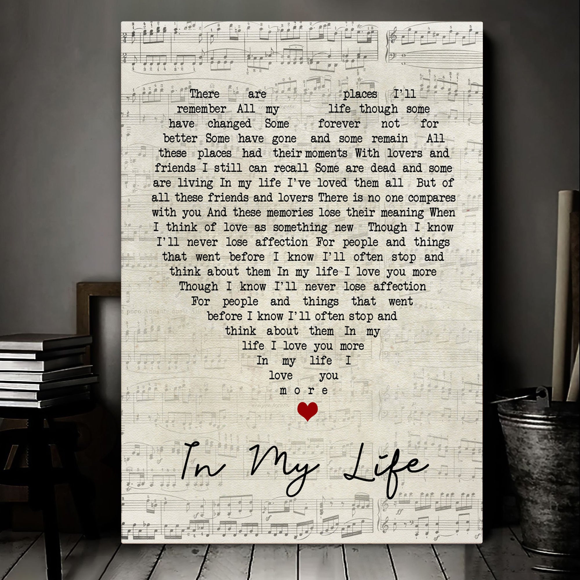 In My Life Script Heart Song Lyric Art Print Canvas Print Frames