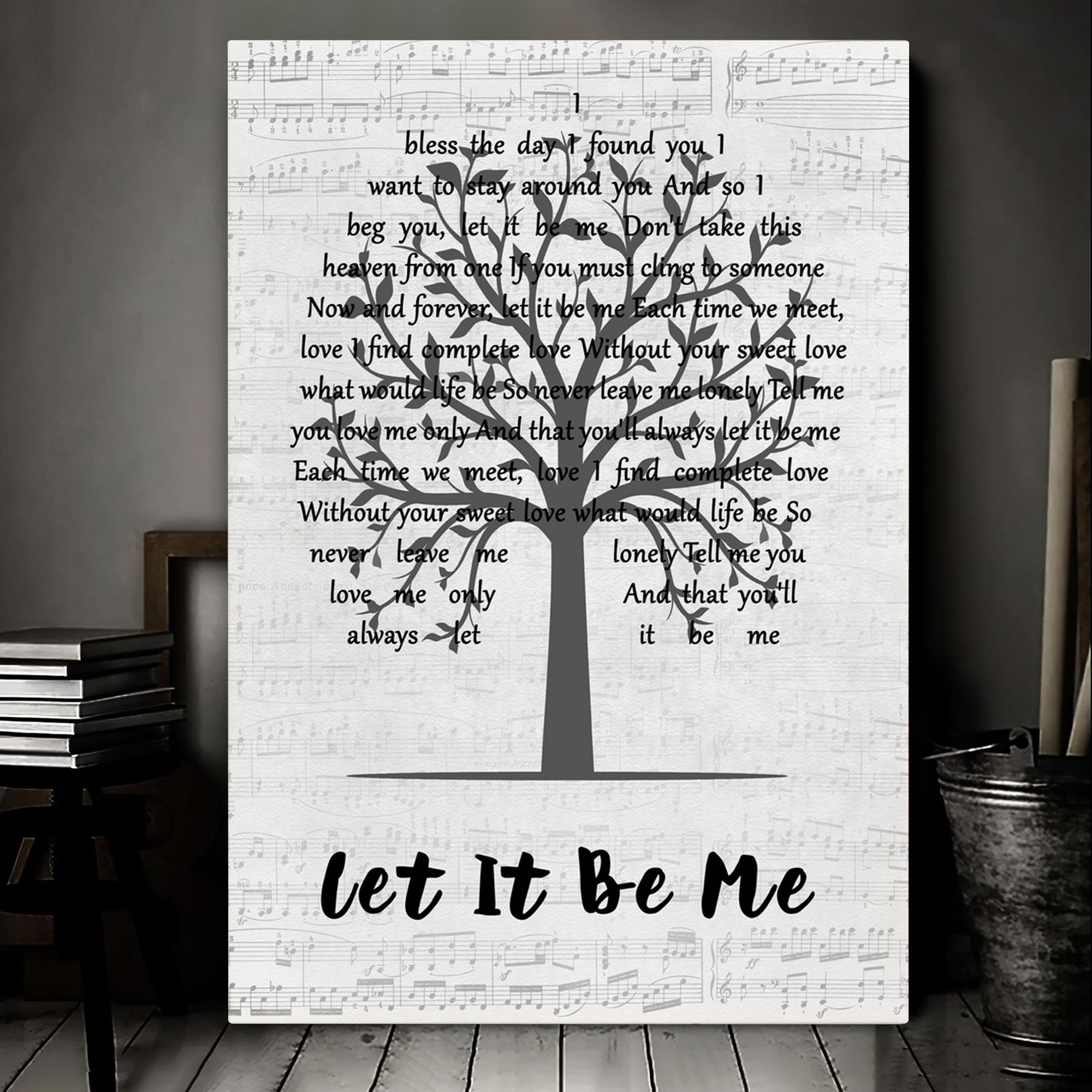 The Everly Brothers Let It Be Me Music Script Tree Song Lyric Art Print Canvas Print Frames