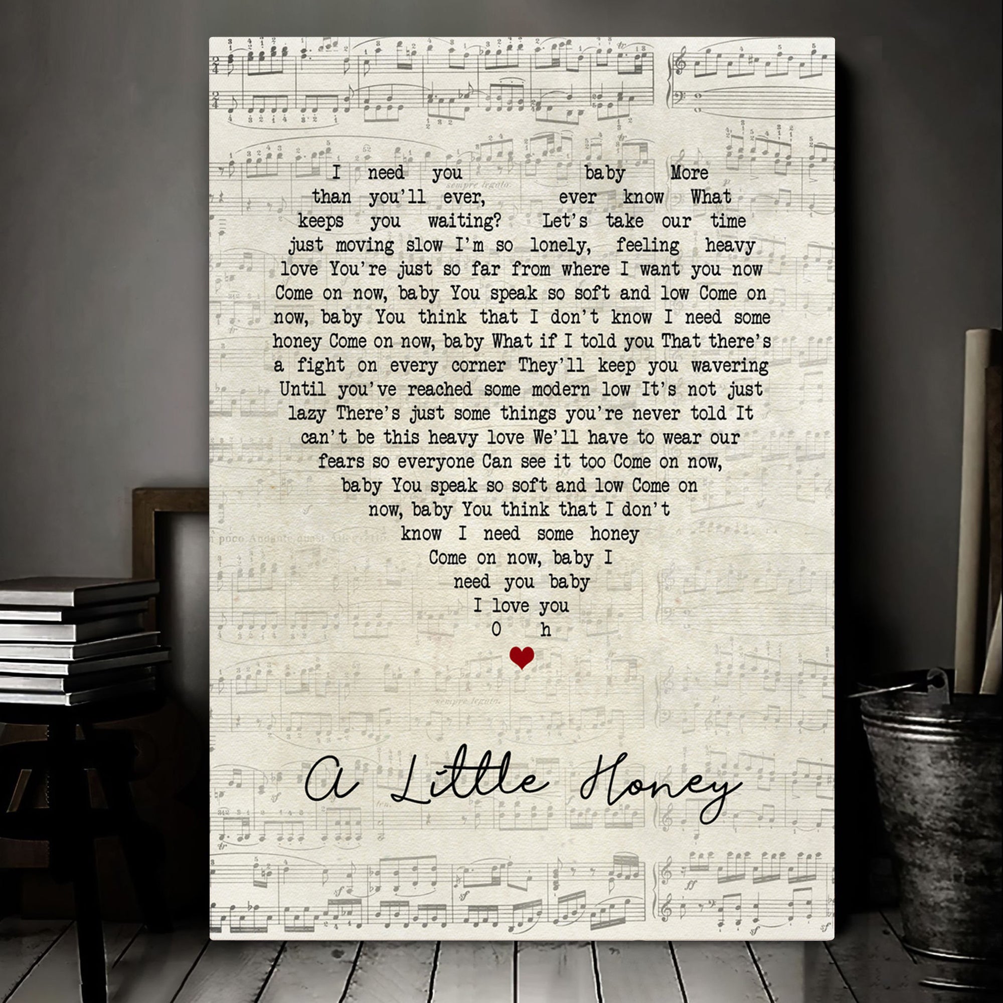 Nathaniel Rateliff & The Night Sweats A Little Honey Script Heart Song Lyric Art Print Canvas Print Frames