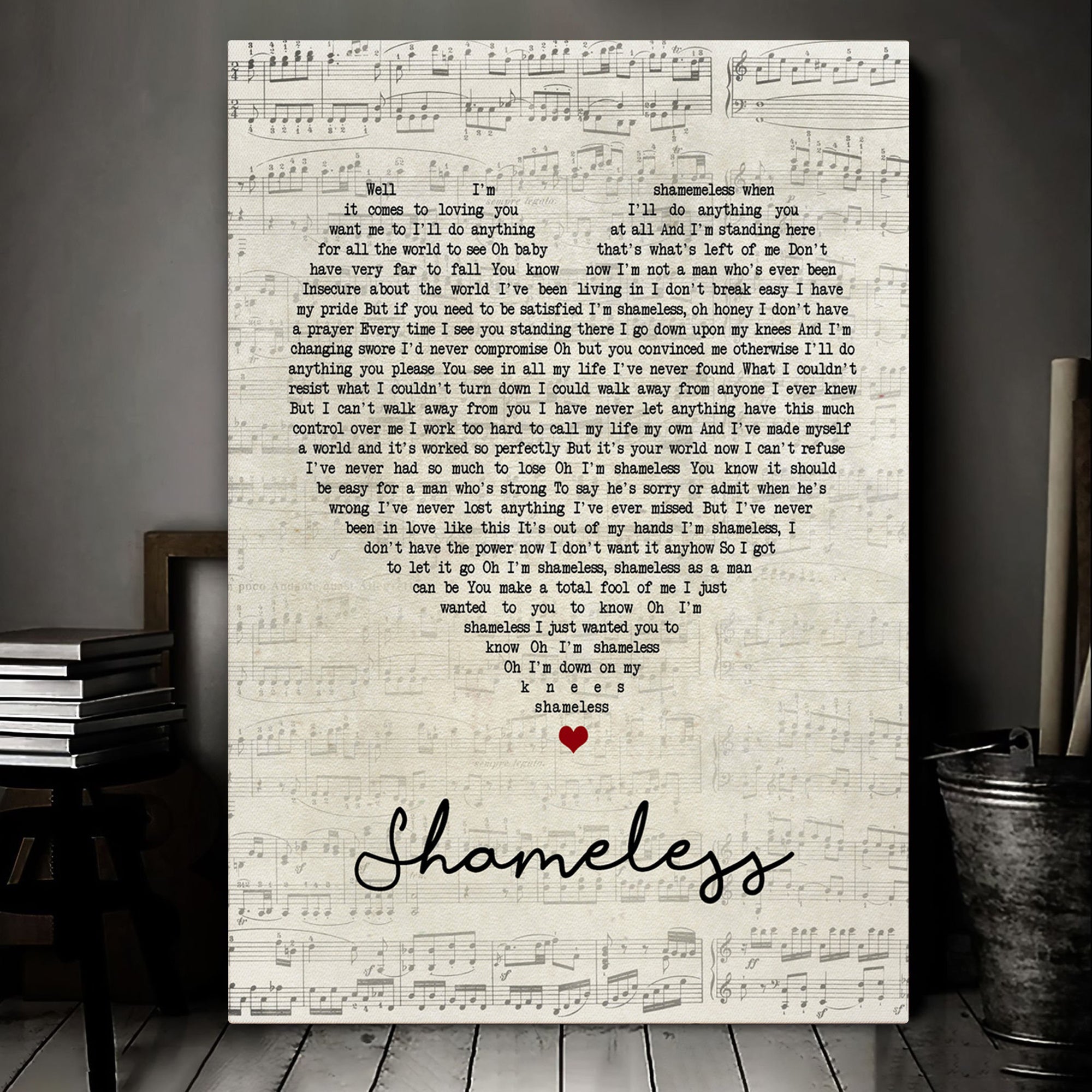 Garth Brooks Shameless Script Heart Song Lyric Art Print Canvas Print Frames