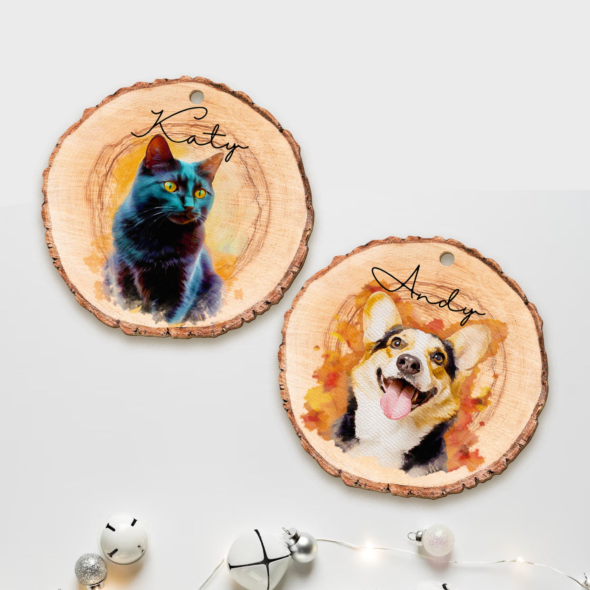 Personalized Pet Portrait Christmas Ornaments, Perfect Holiday Decor for Cats & Dogs