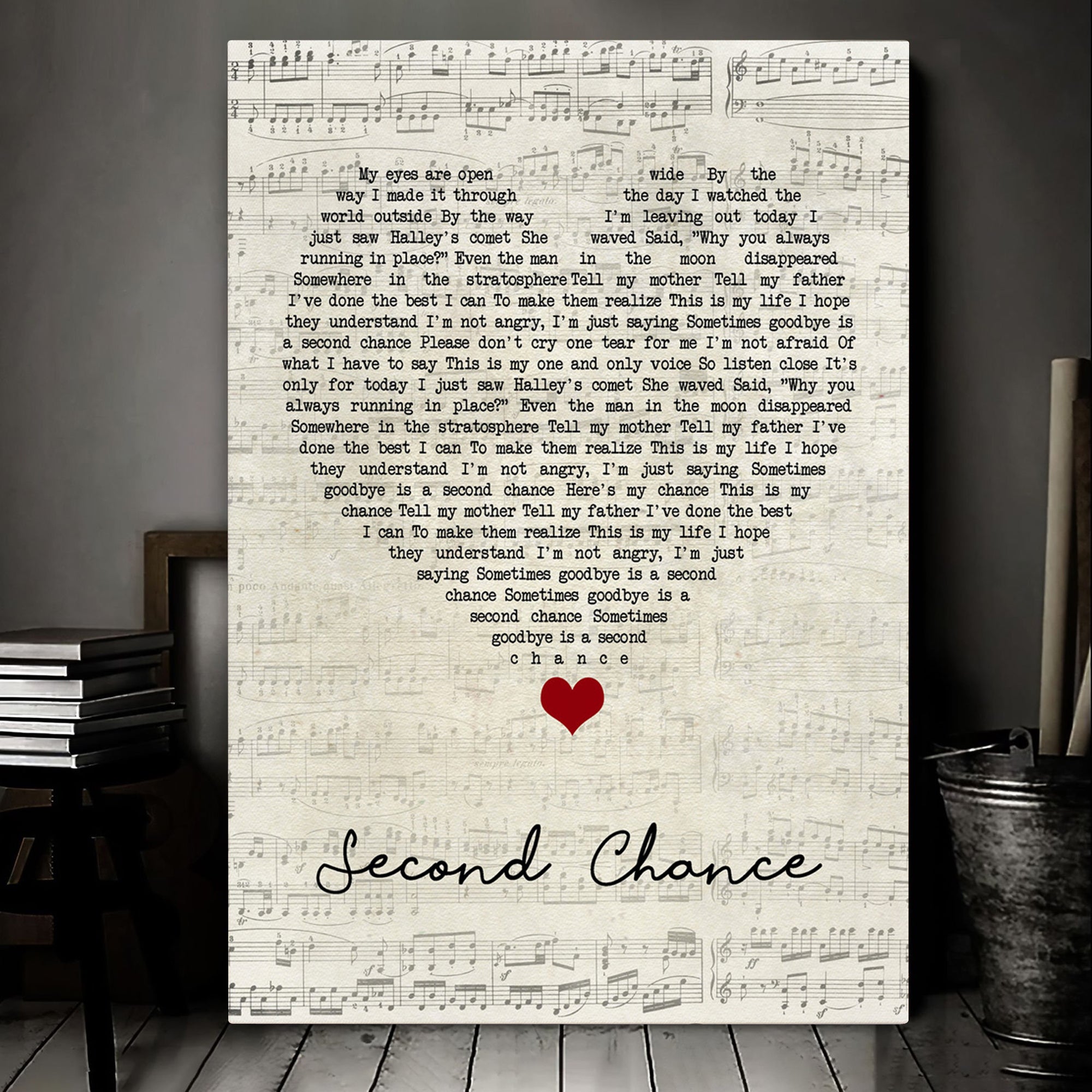 Shinedown Second Chance Script Heart Song Lyric Quote Music Art Print Canvas Print Framesin