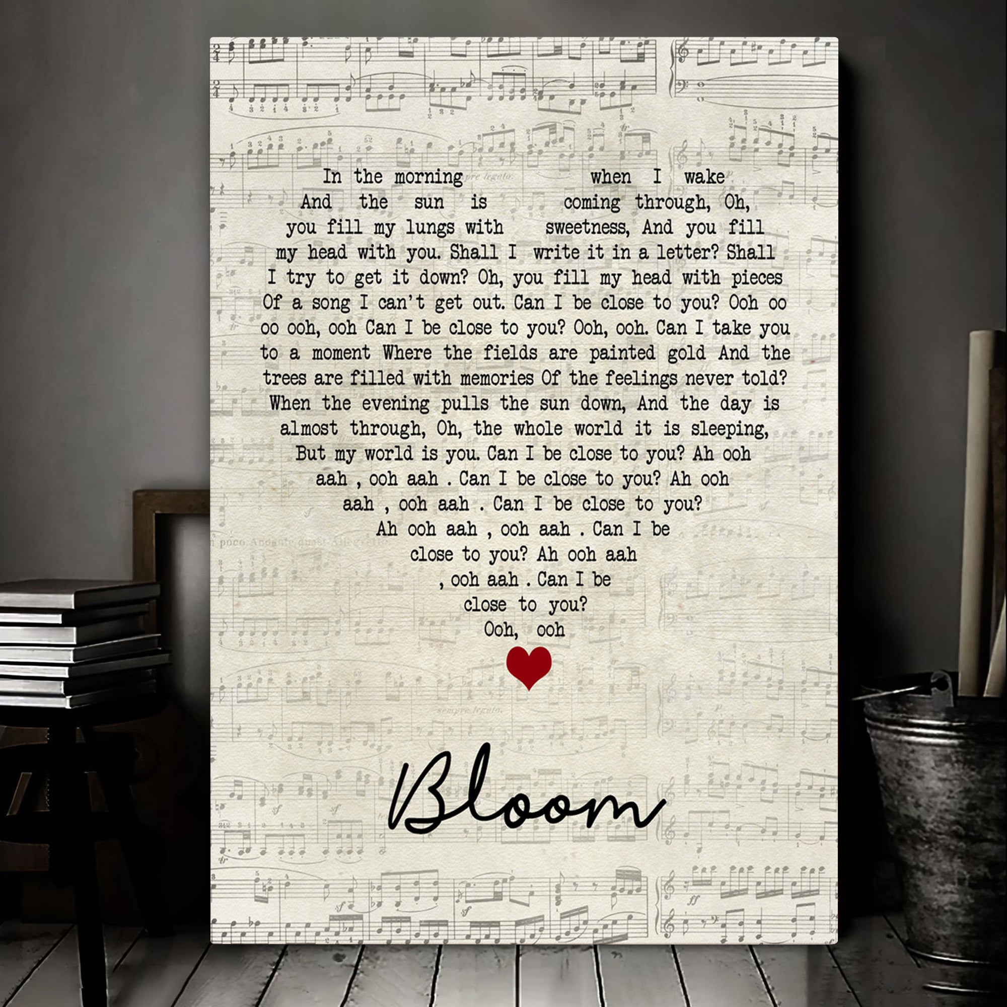 The Paper Kites Bloom Script Heart Song Lyric Art Print Canvas Print Frames