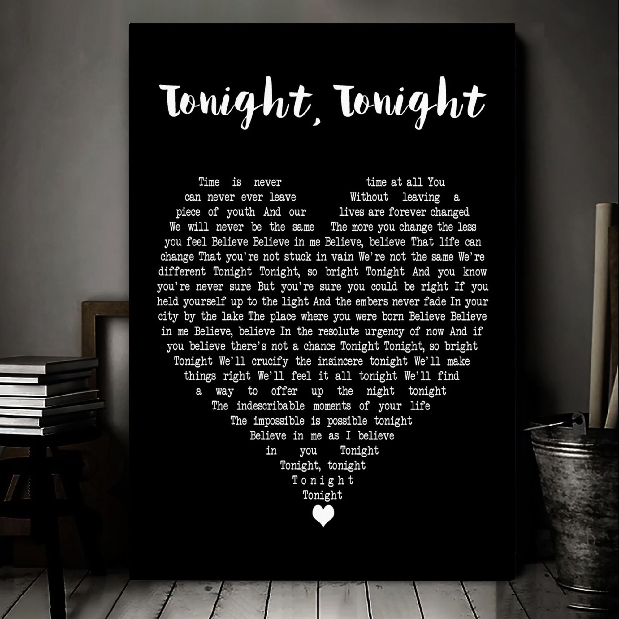 Smashing Pumpkins Tonight, Tonight Black Heart Decorative Art Gift Song Lyric Print Canvas Print Framesin