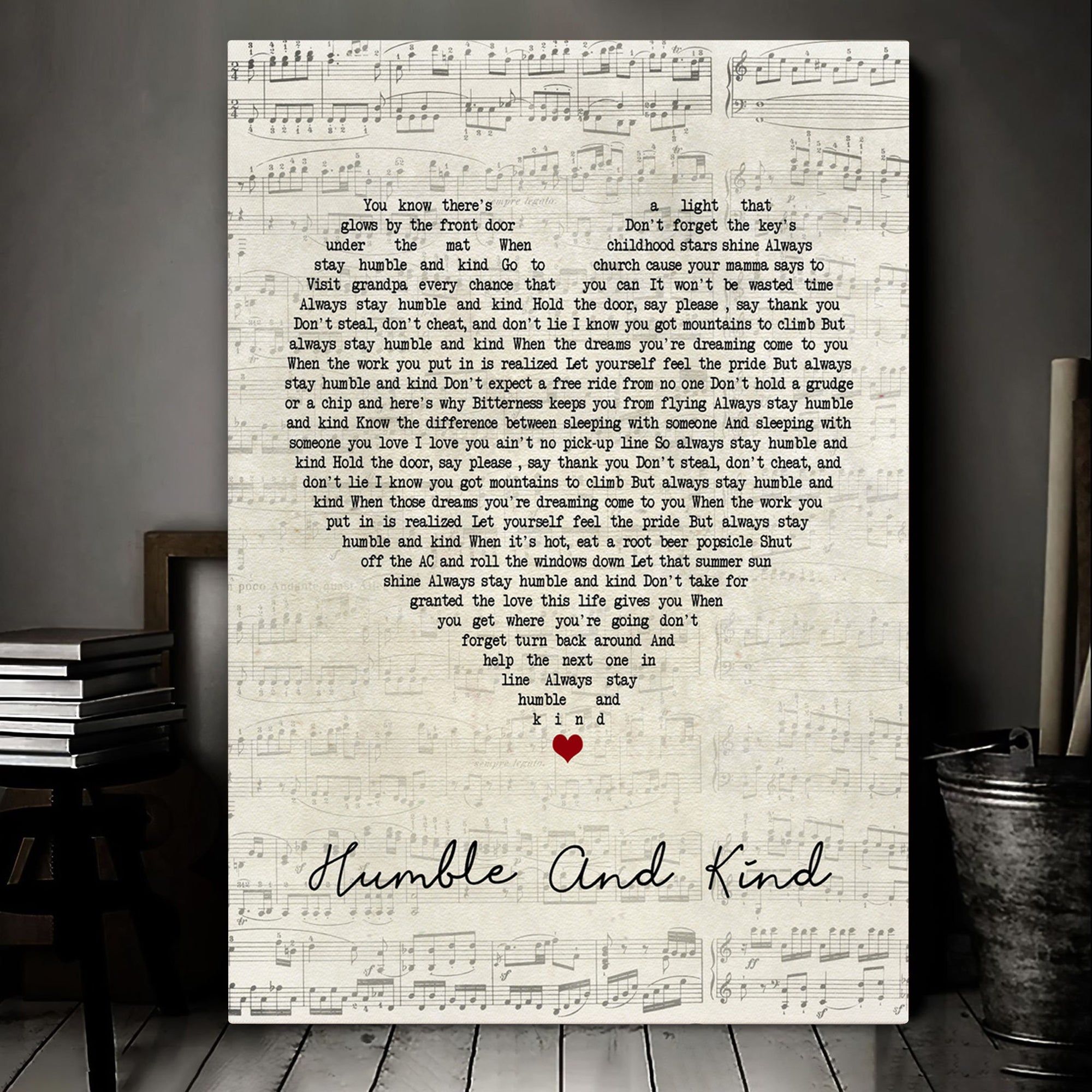 Tim McGraw Humble And Kind Script Heart Song Lyric Music Art Print Canvas Print Frames