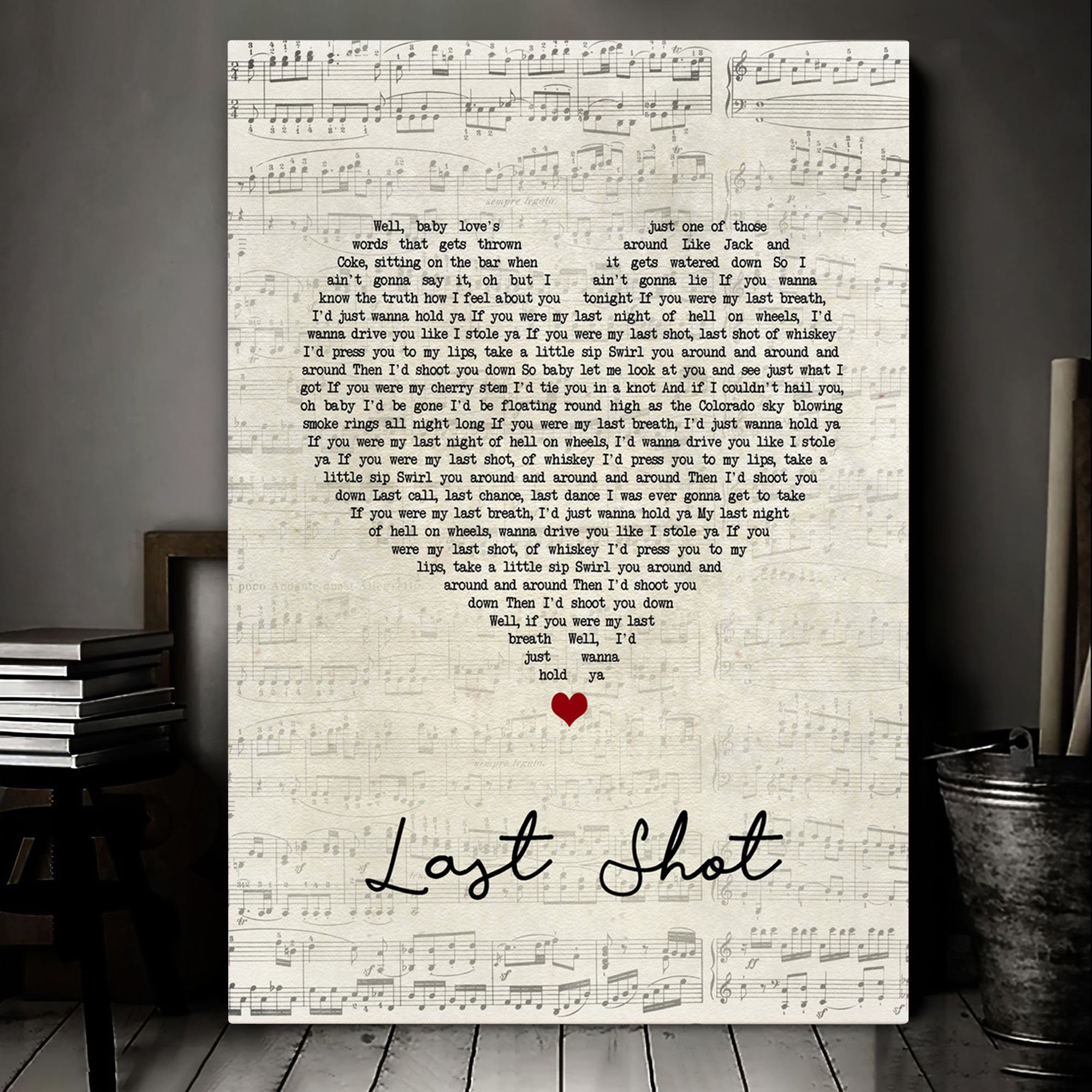 Kip Moore Last Shot Script Heart Song Lyric Quote Music Art Print Canvas Print Frames