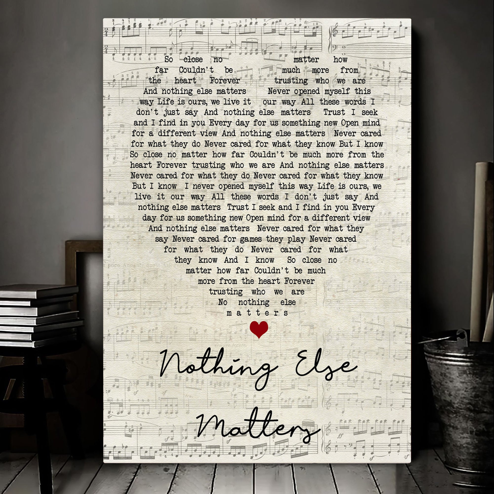 Nothing Else Matters Metallica Script Heart Song Lyric Art Print Canvas Print Frames