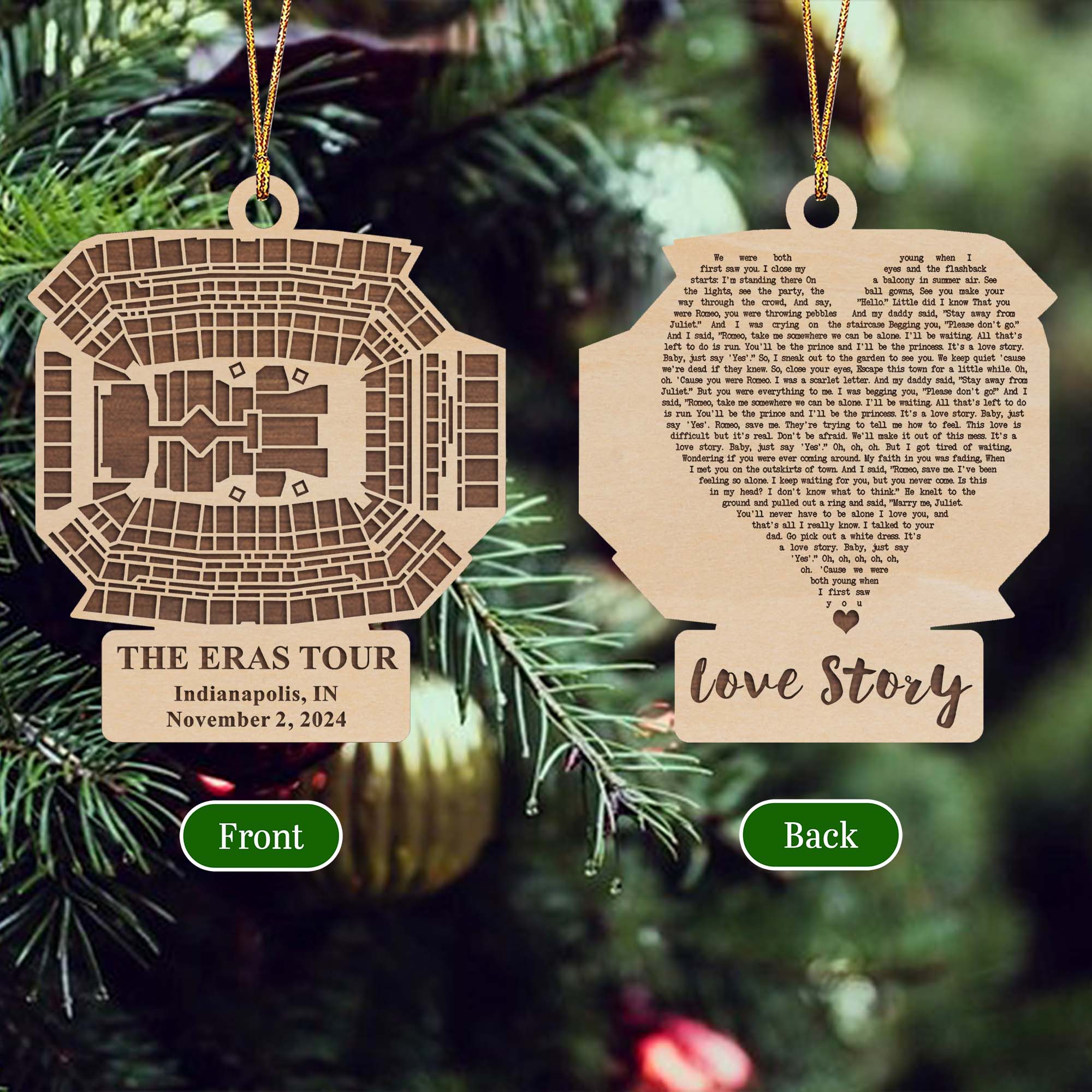 The Eras Tour Indianapolis Stadium Personalized Christmas Ornament, Swiftie Ornament With Custom Song