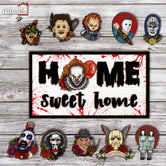 Home Sweet Home Magnet 2 Layered Halloween Wood Sign, Horror Fan Gift, Halloween Decor