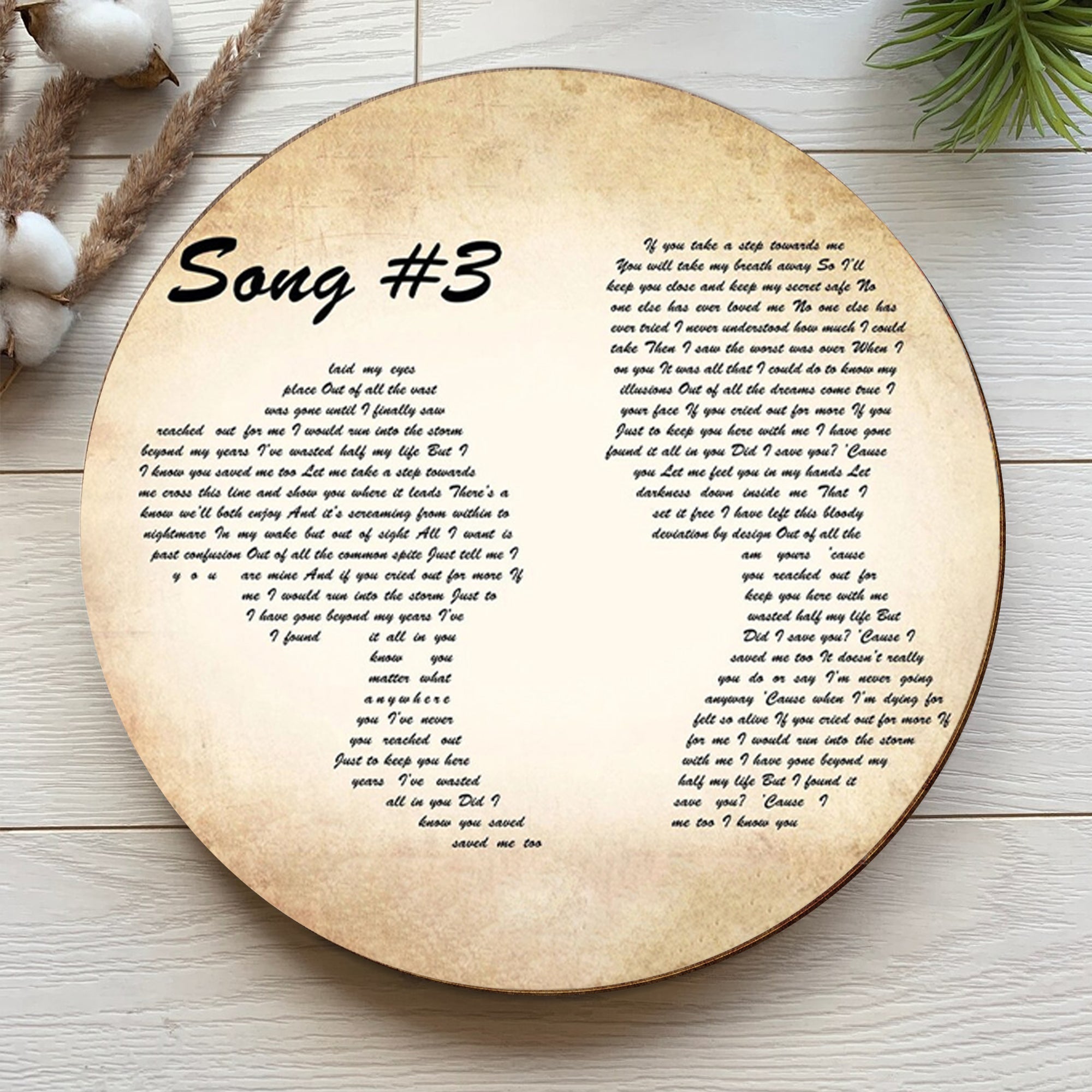 Stone Sour 3 Man Lady Couple Song Lyric Round Wood Sign, Wood Signs For Home