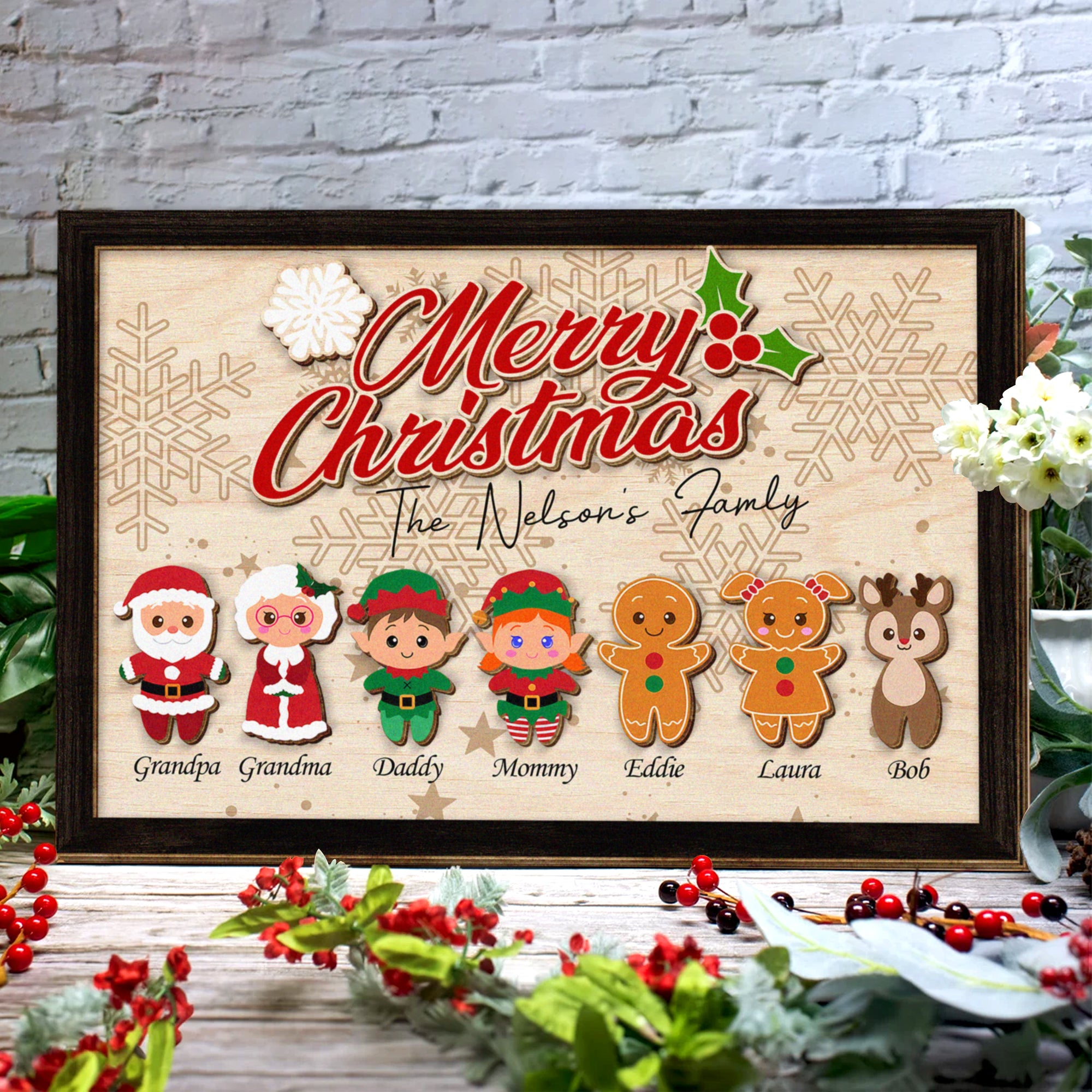 Merry Christmas Personalized Christmas Wood Sign, Christmas Gifts For Family