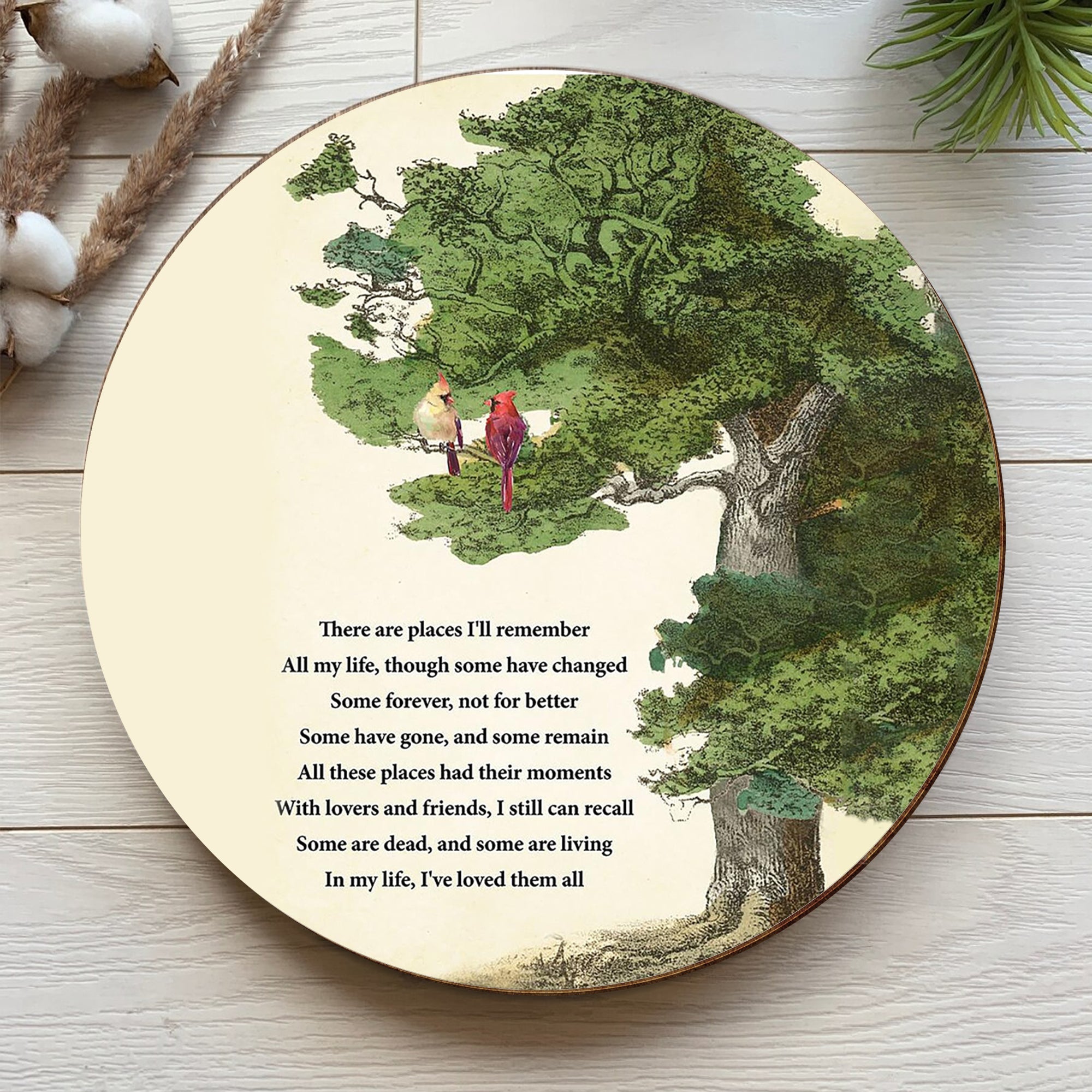 In My Life Lyrics Vintage Tree Song Lyric Round Wood Sign, Wood Signs For Home