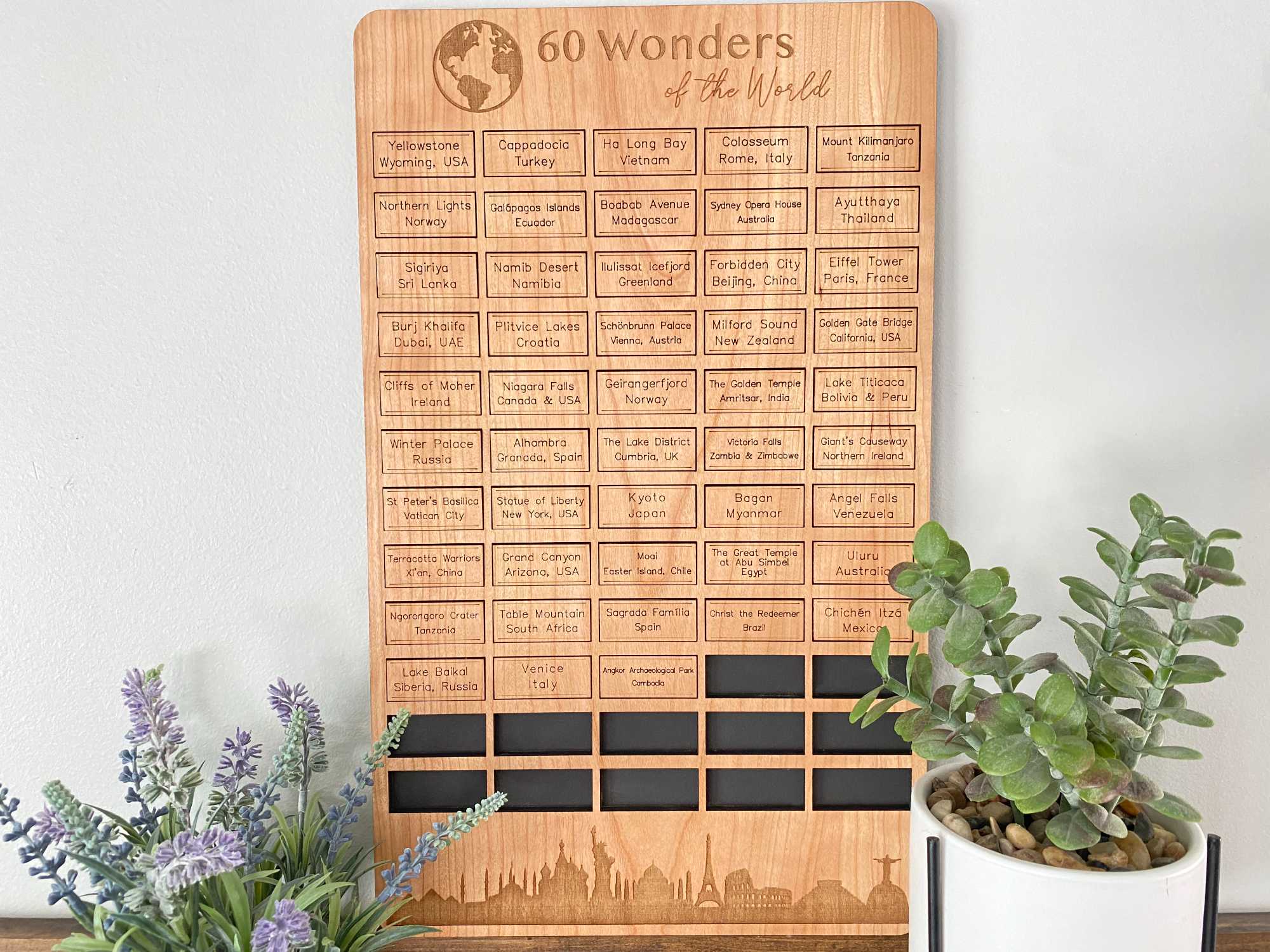 World Wonders Wood Tracker, Travel Gift Ideas