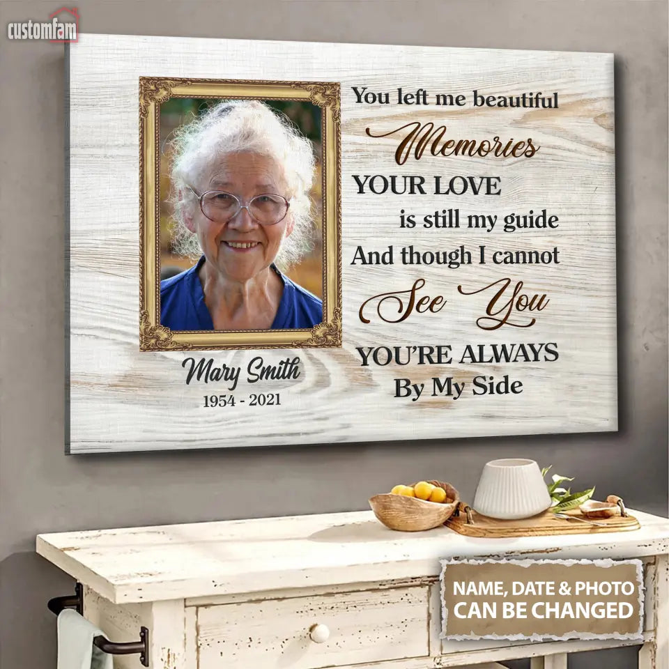 You're Always By My Side Personalized Canvas Prints, Custom Portait Photo Memorial Gifts, Loss Parents, Gift, Sympathy Gifts, Remembrance Gifts 1