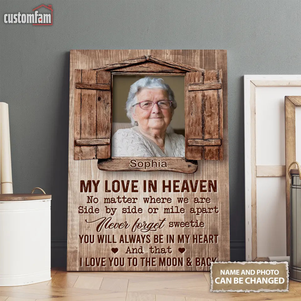 Personalized Photo Canvas Wall Art, Memorial Gifts, Loss Parents Gift, My Love In Heaven Canvas 1