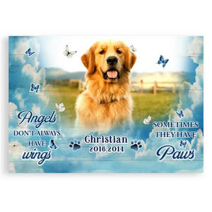 Personalized Photo Canvas, Memorial Gifts For Dog Lovers, Dog Loss Gift, Angels Don’t Always Have Wings Sometimes They Have Paws Canvas 1